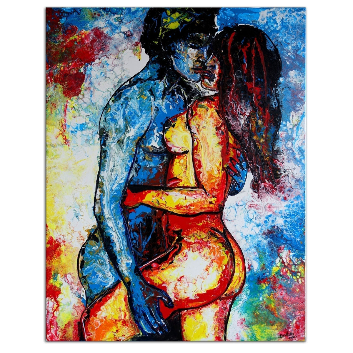 Erotische Gemälde in Fluid Art Pouring