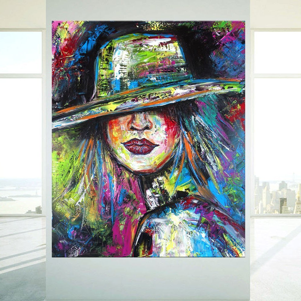 Moderne Porträtgemälde und abstrakte Kunst Gesichter in Acryl