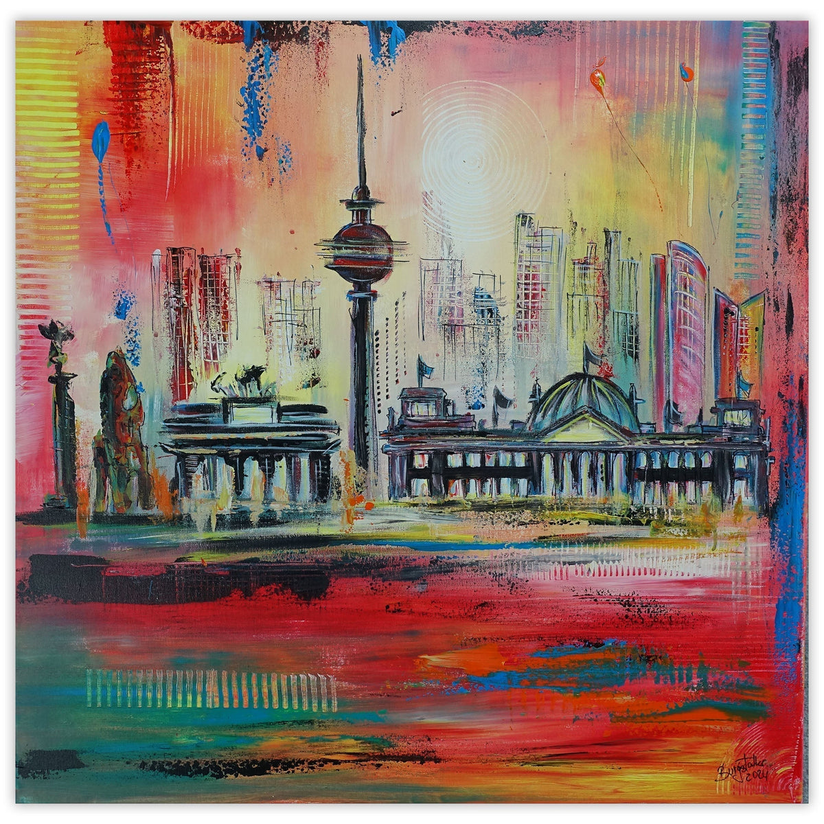 Berlin Skyline Gemälde Wandbild abstrakt