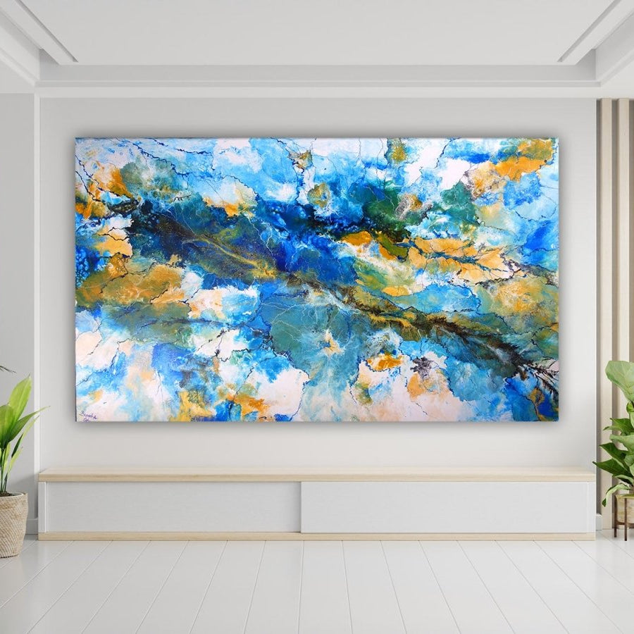Fluid Art Pouring Gemälde in Acryl auf Leinwand