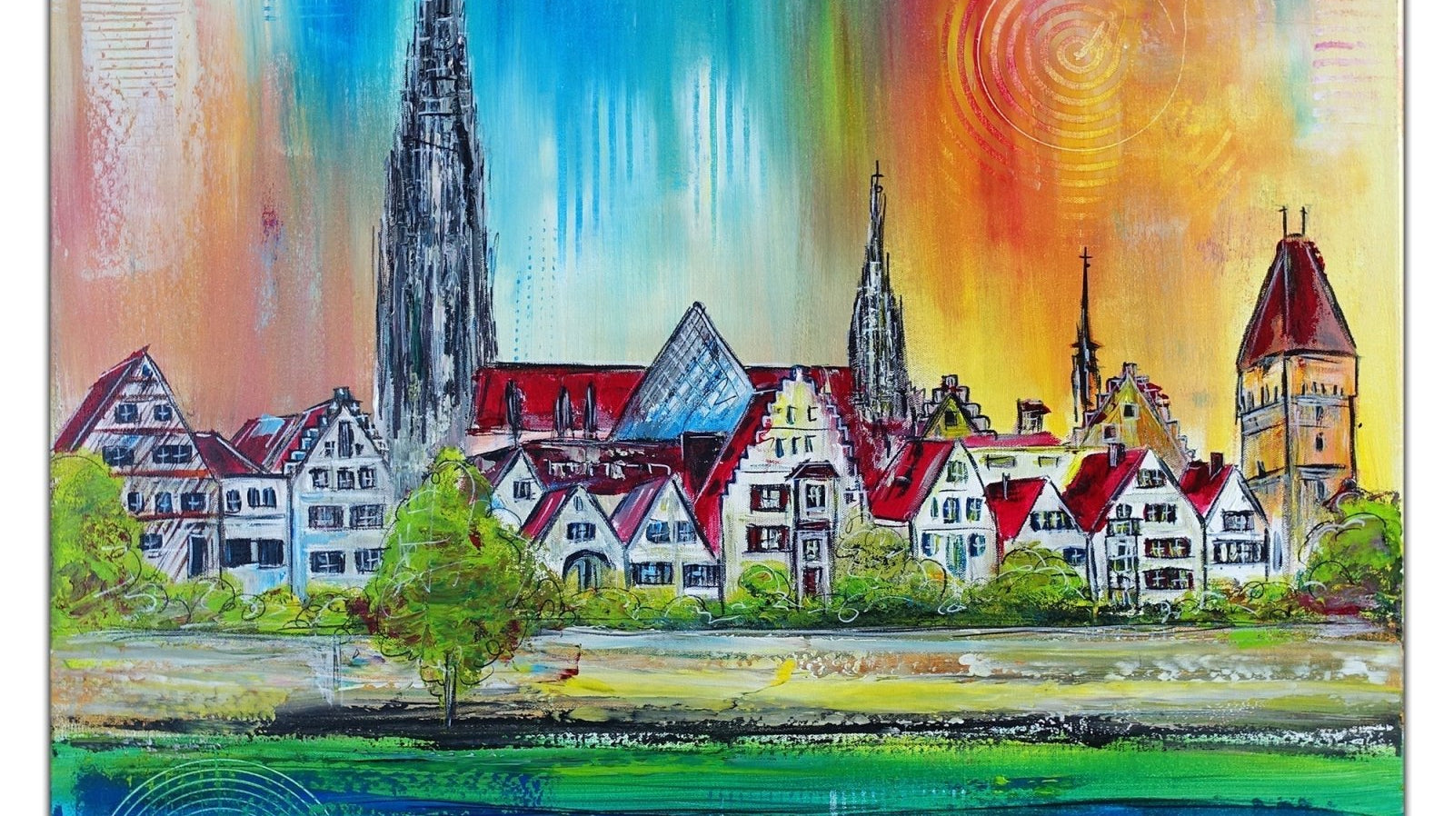 Stadtbilder und Skyline Malerei Ulm Köln Berlin Sydney