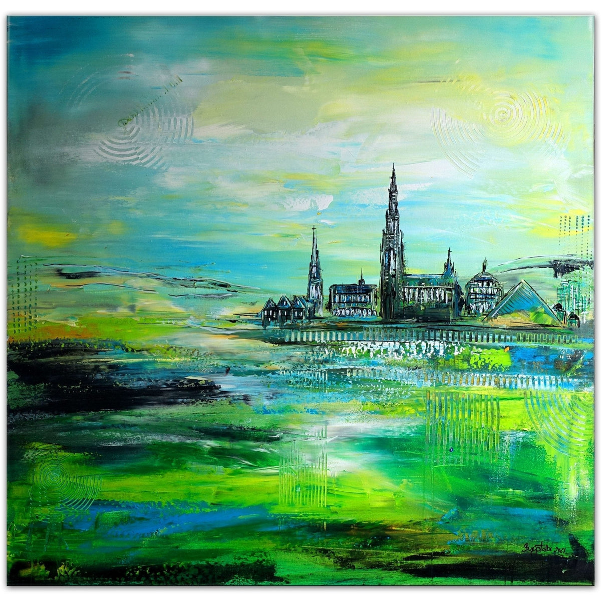 Ulm Skyline Bilder abstrakt gemalt
