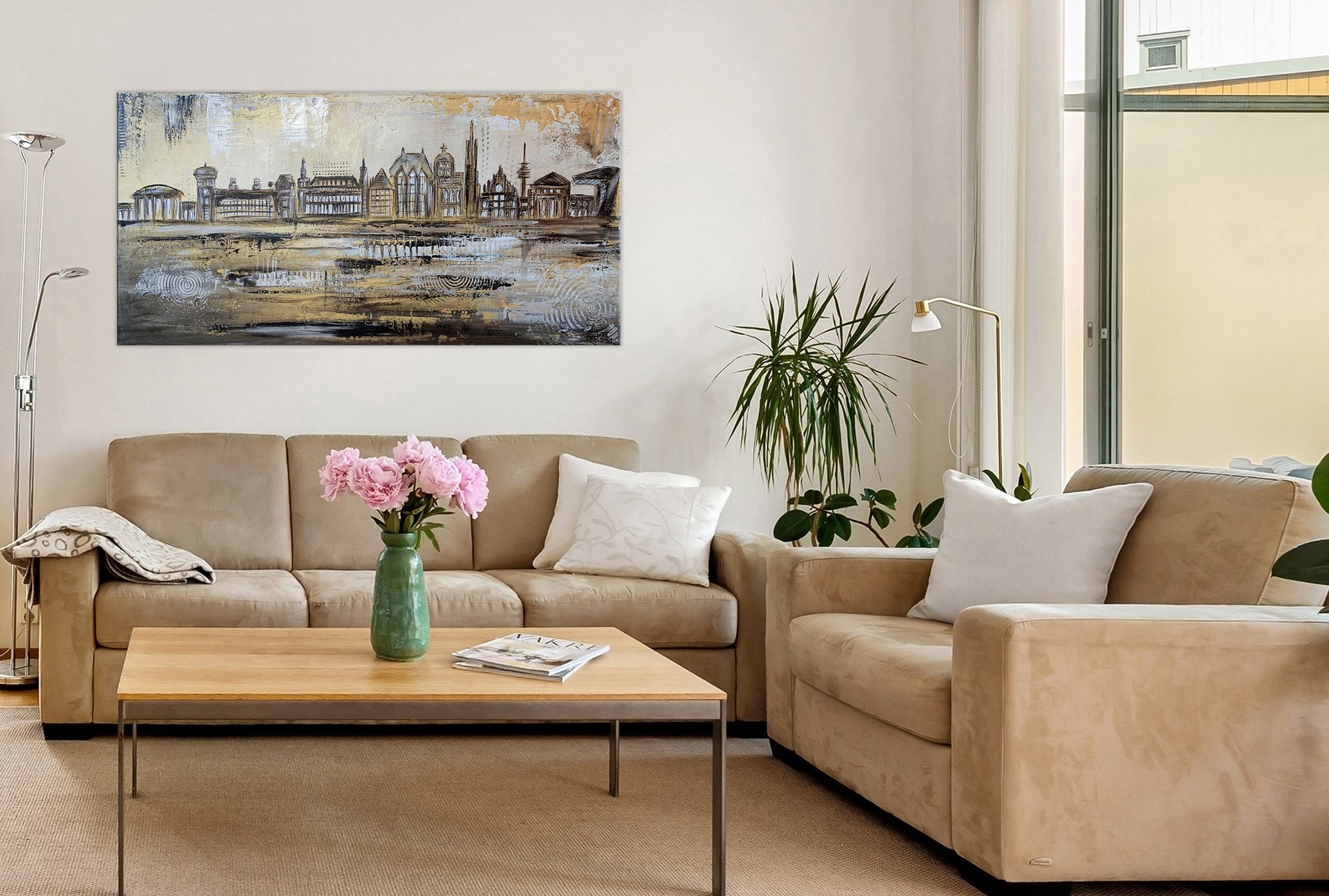 Aachen Skyline Stadt Malerei modern 100x50