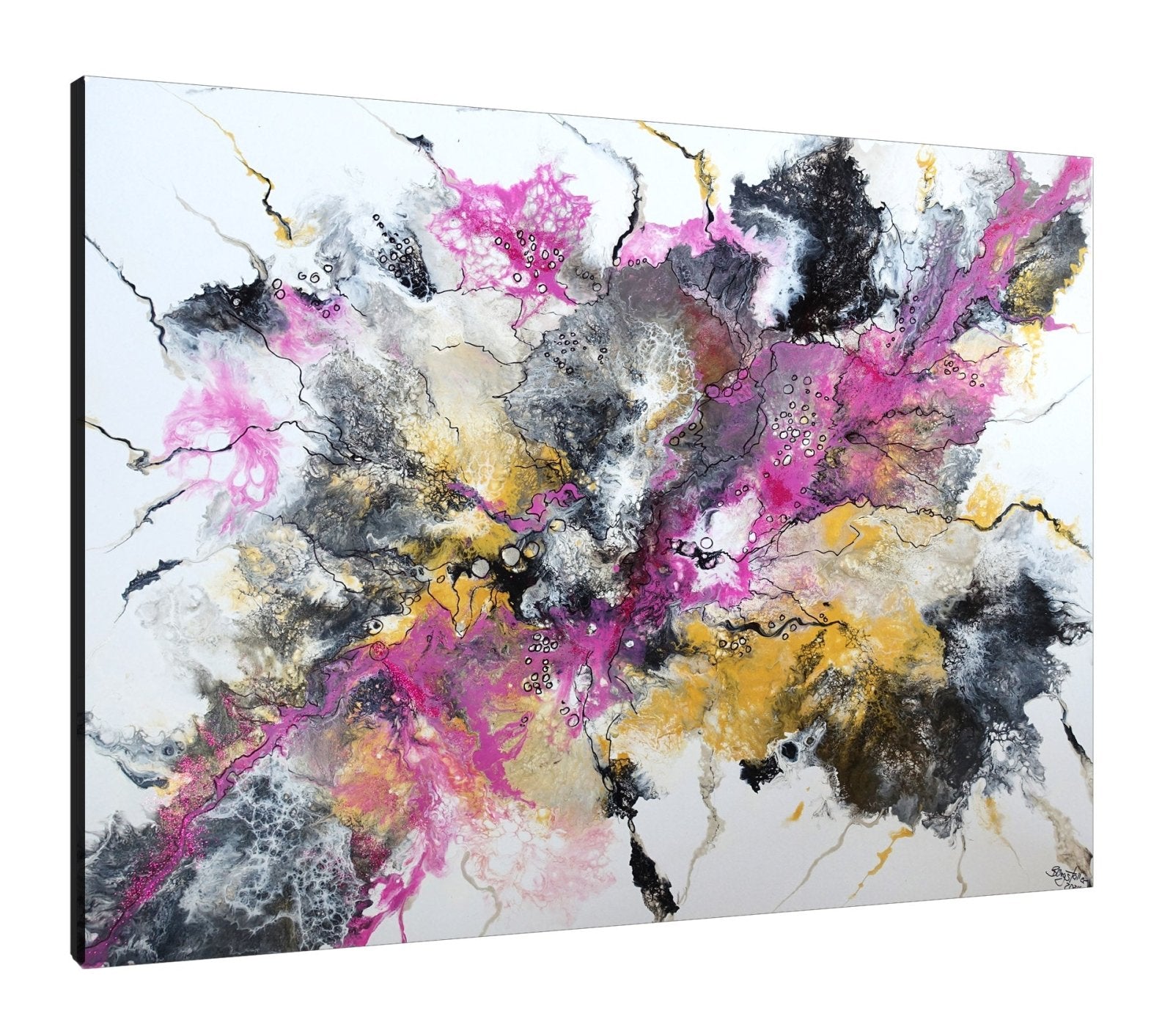 Abstraktes Gemälde rosa beige Acrylgemälde s