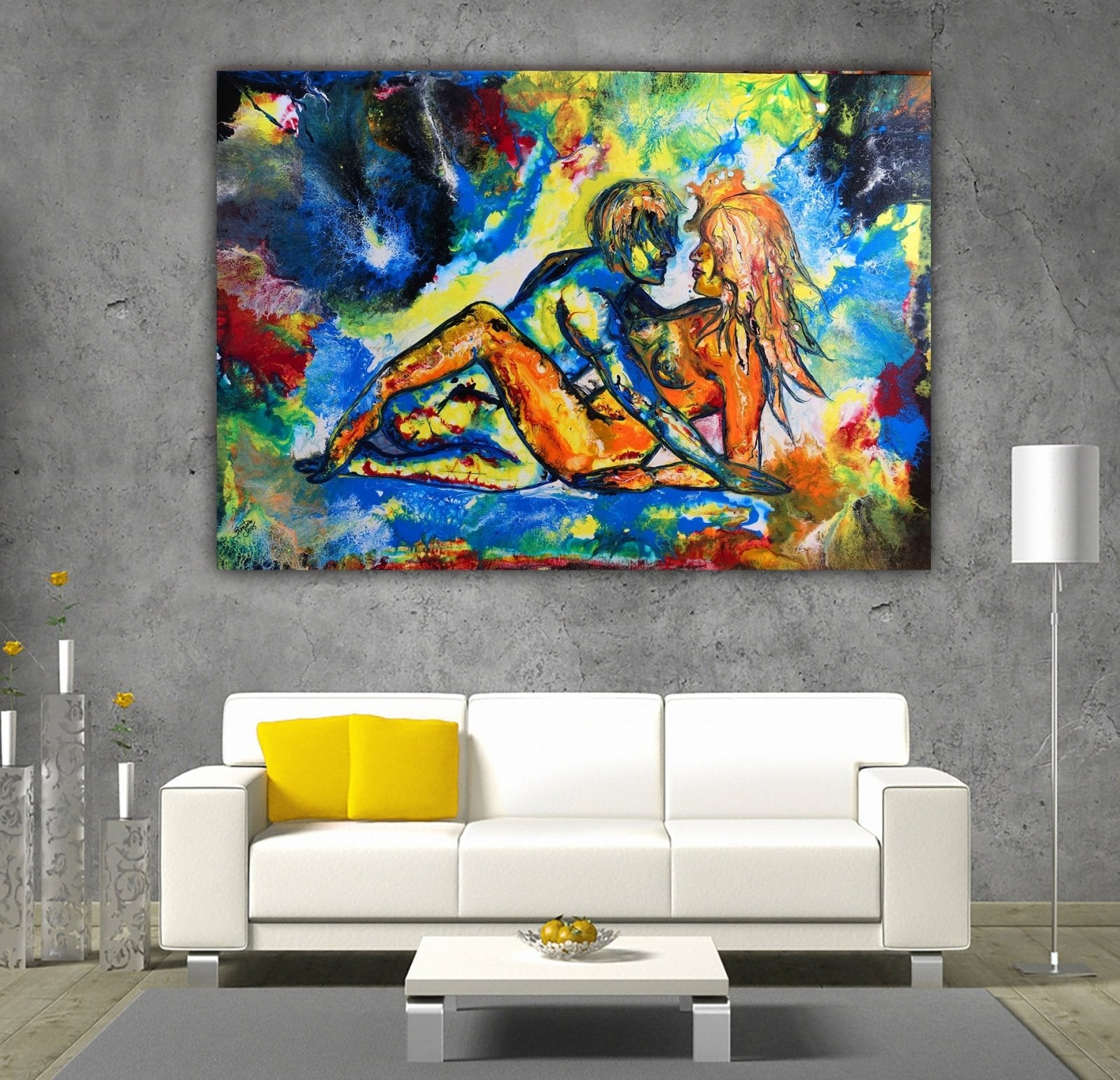 Akt Malerei Liebespaar - Erotisches Gemälde - Acrylbild