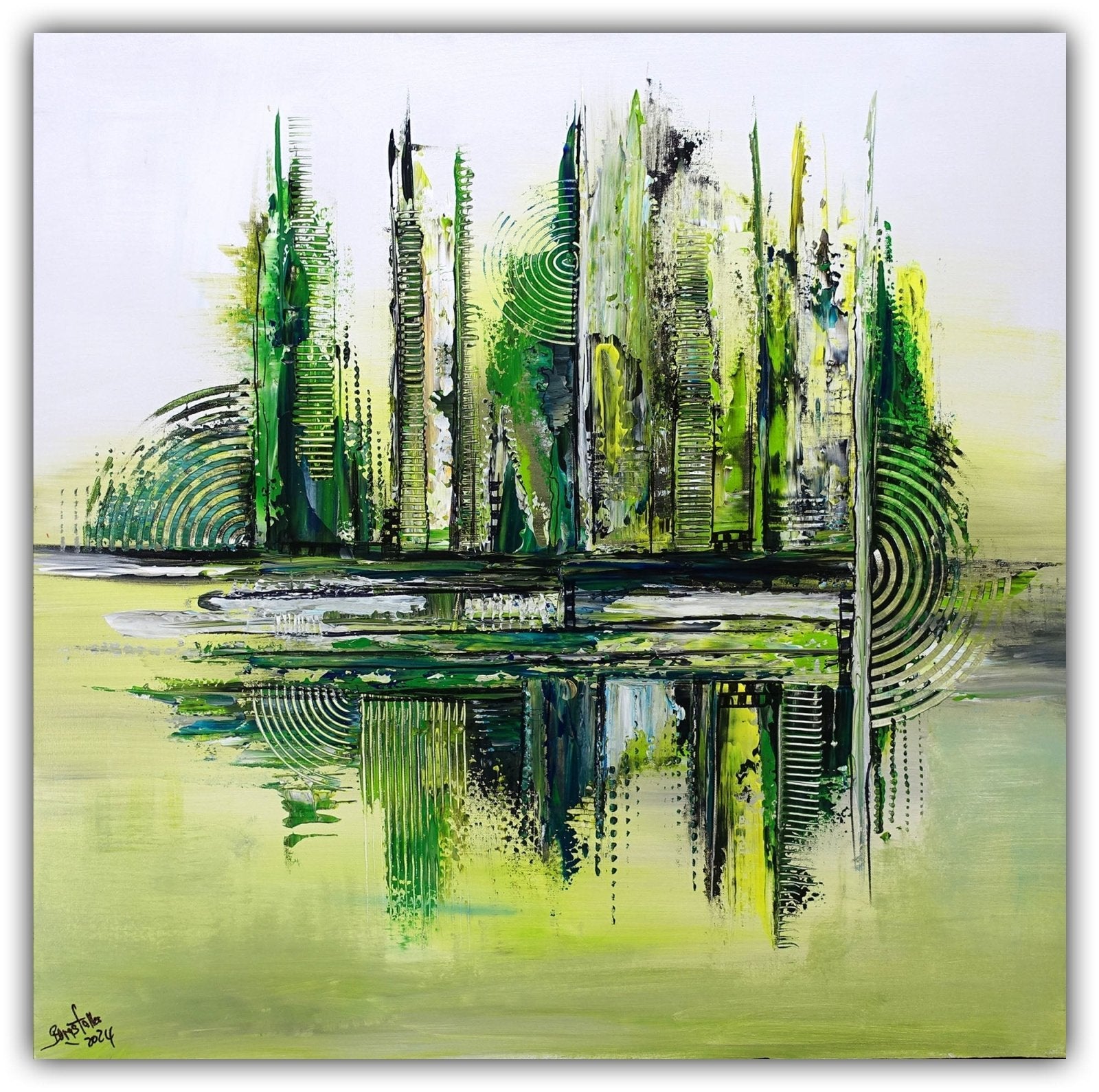 Alles auf Grün abstraktes Bild handgemalt Abstrakte Kunst