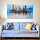 abstrakte Kunst blau rot