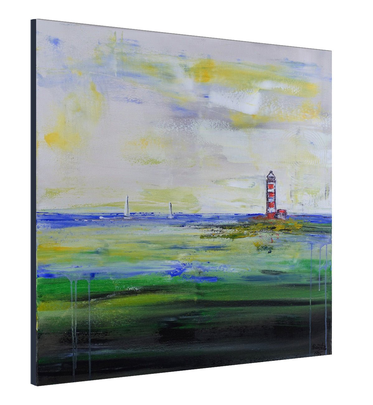 Am Watt - Leuchtturm Gemälde, maritime Malerei & abstraktes Meerbild