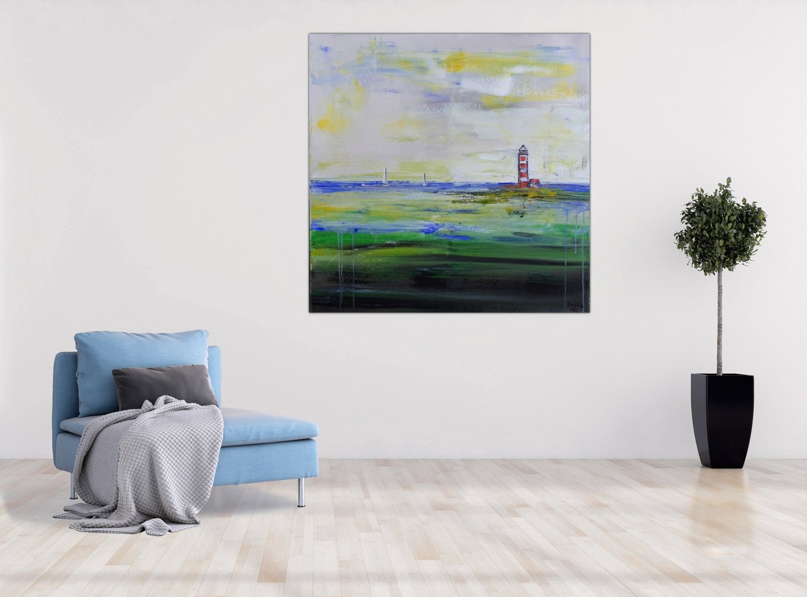 Am Watt - Leuchtturm Gemälde, maritime Malerei