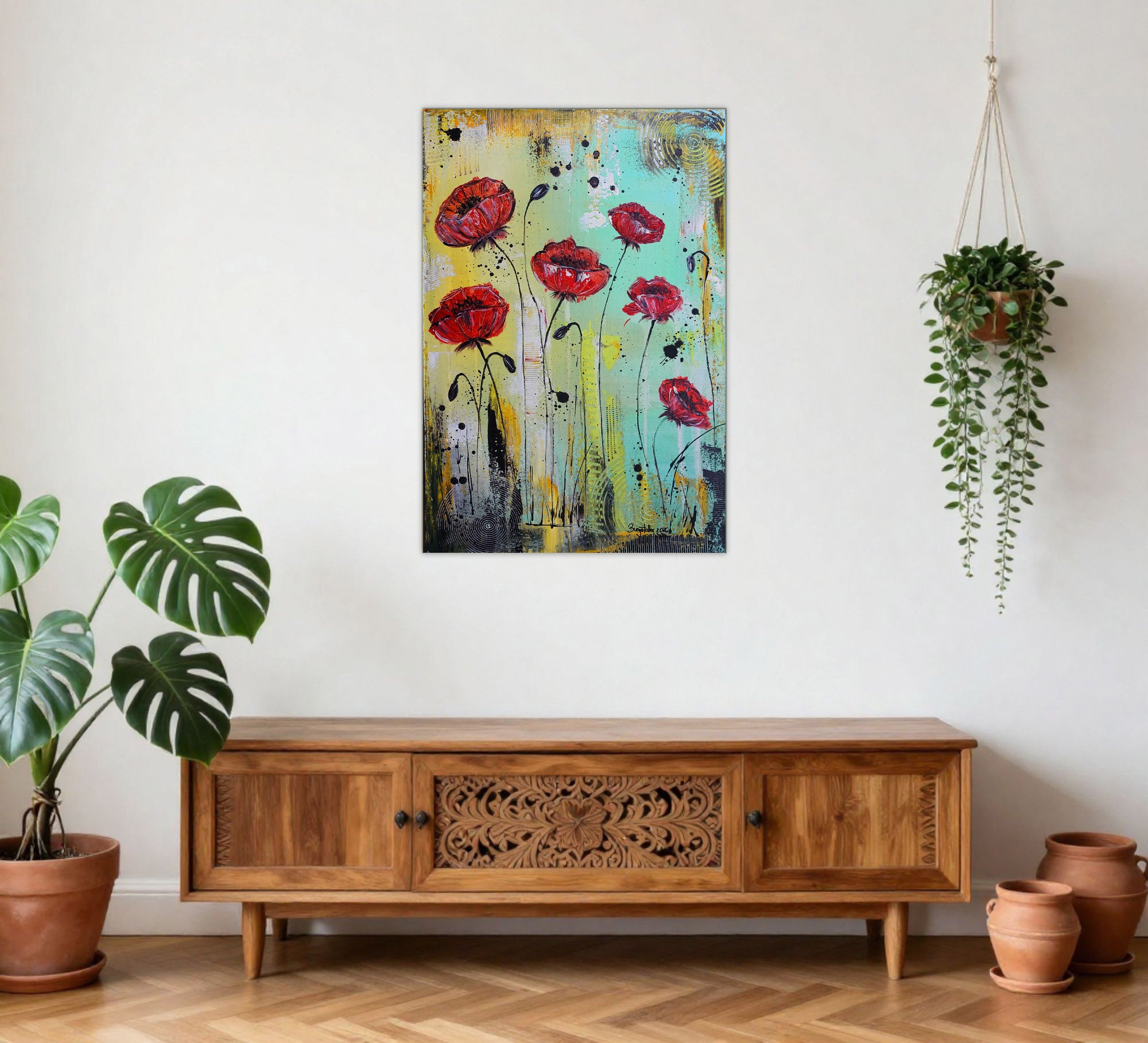 Modernes Blumen Gemälde, Blumenbild Acrylbild 40x60