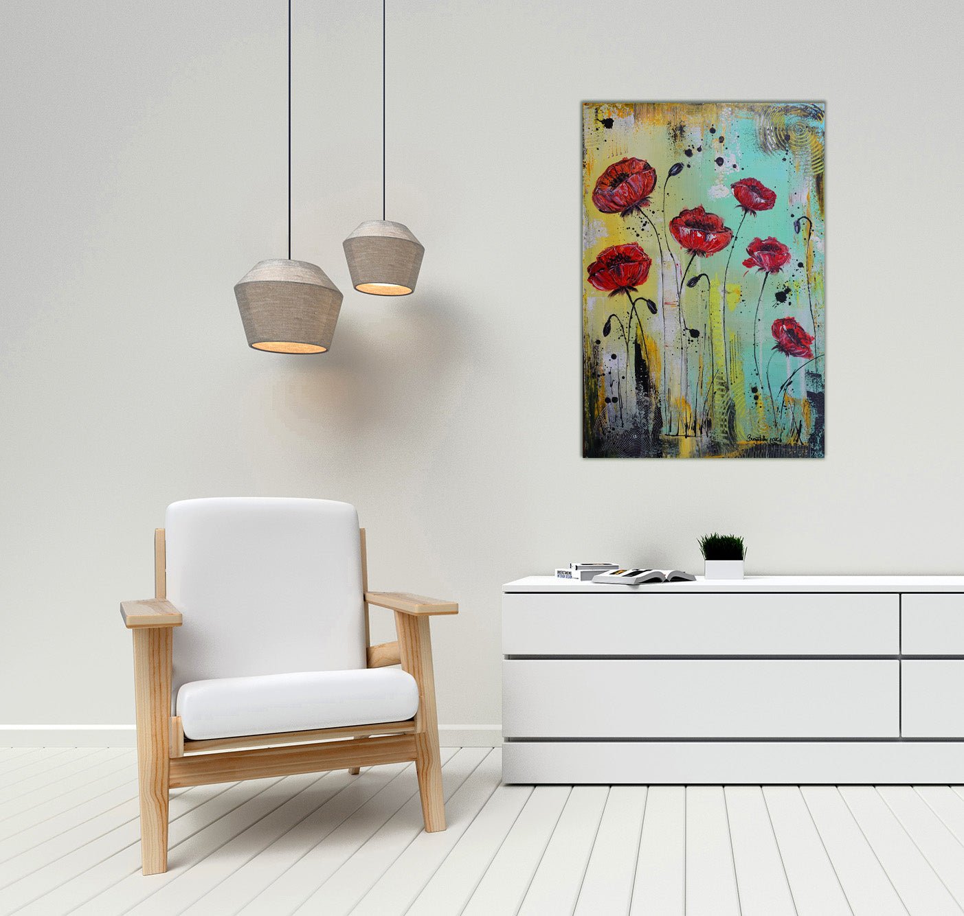 Modernes Blumen Gemälde, Blumenbild Acrylbild