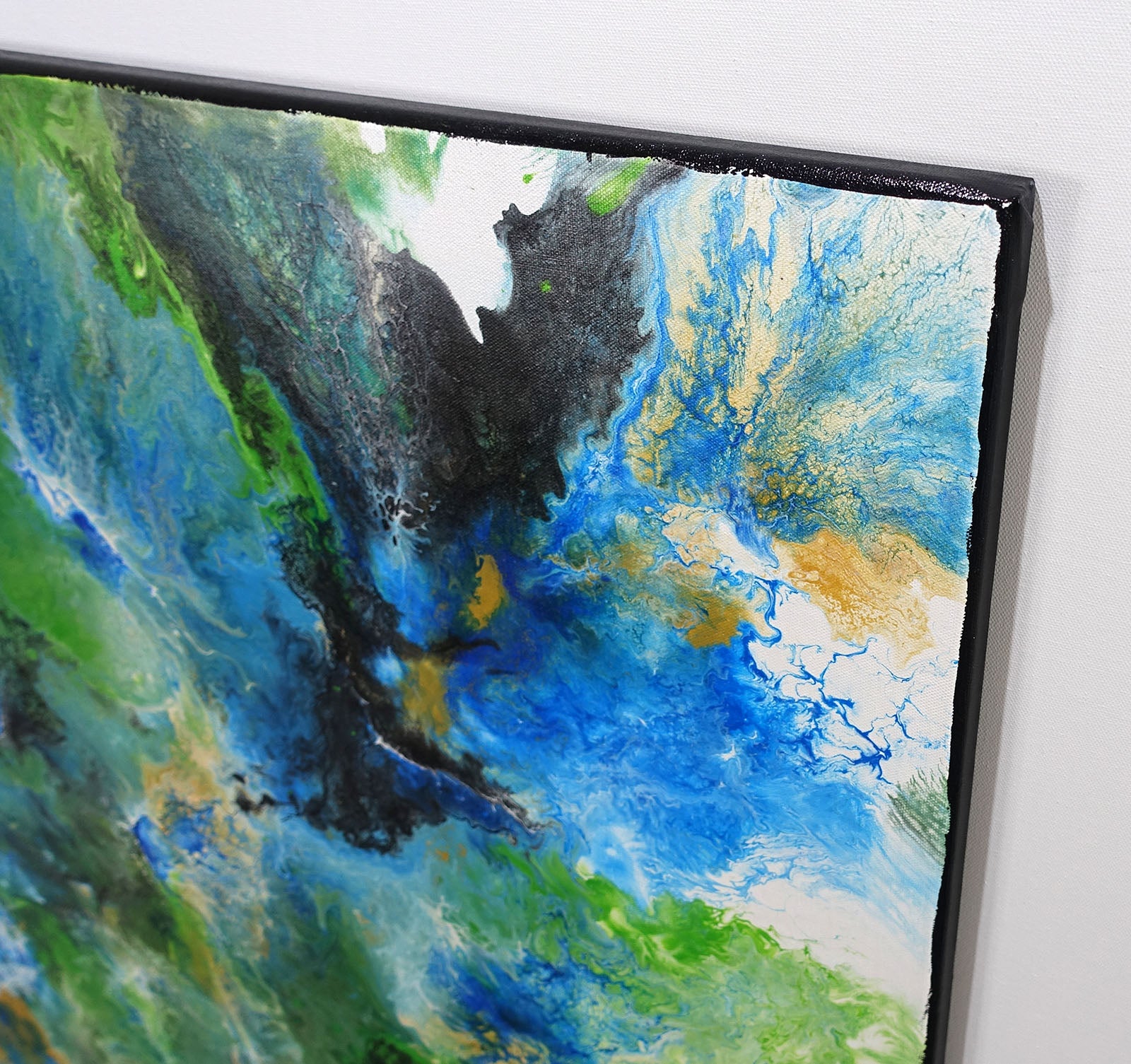 Bahia Blanca - Abstraktes Gemälde grün blau Fluid Art Pouring s