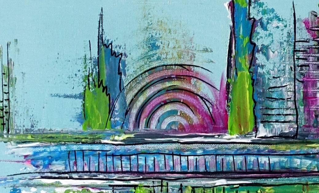 Wandbild petrol blau grün - Original Gemälde Detail2