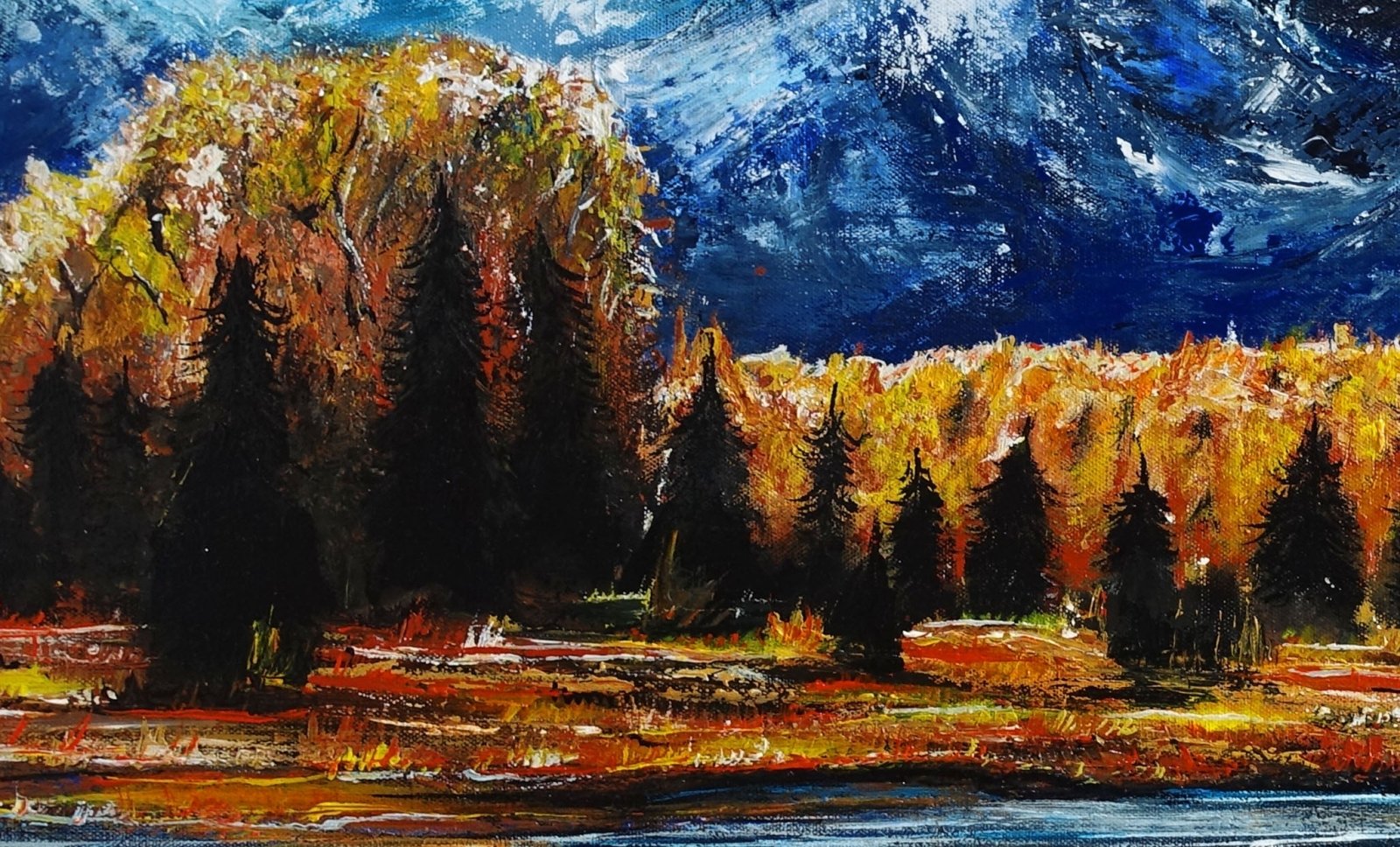 Bergsee Berg Gemälde Landschaftsmalerei Naturbilder handgemalt det1