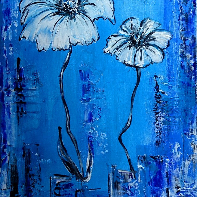 Blaue Kunstbilder handgemalt in Acryl