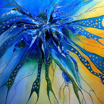 Blaues abstraktes Wohnzimmerbild online kaufen