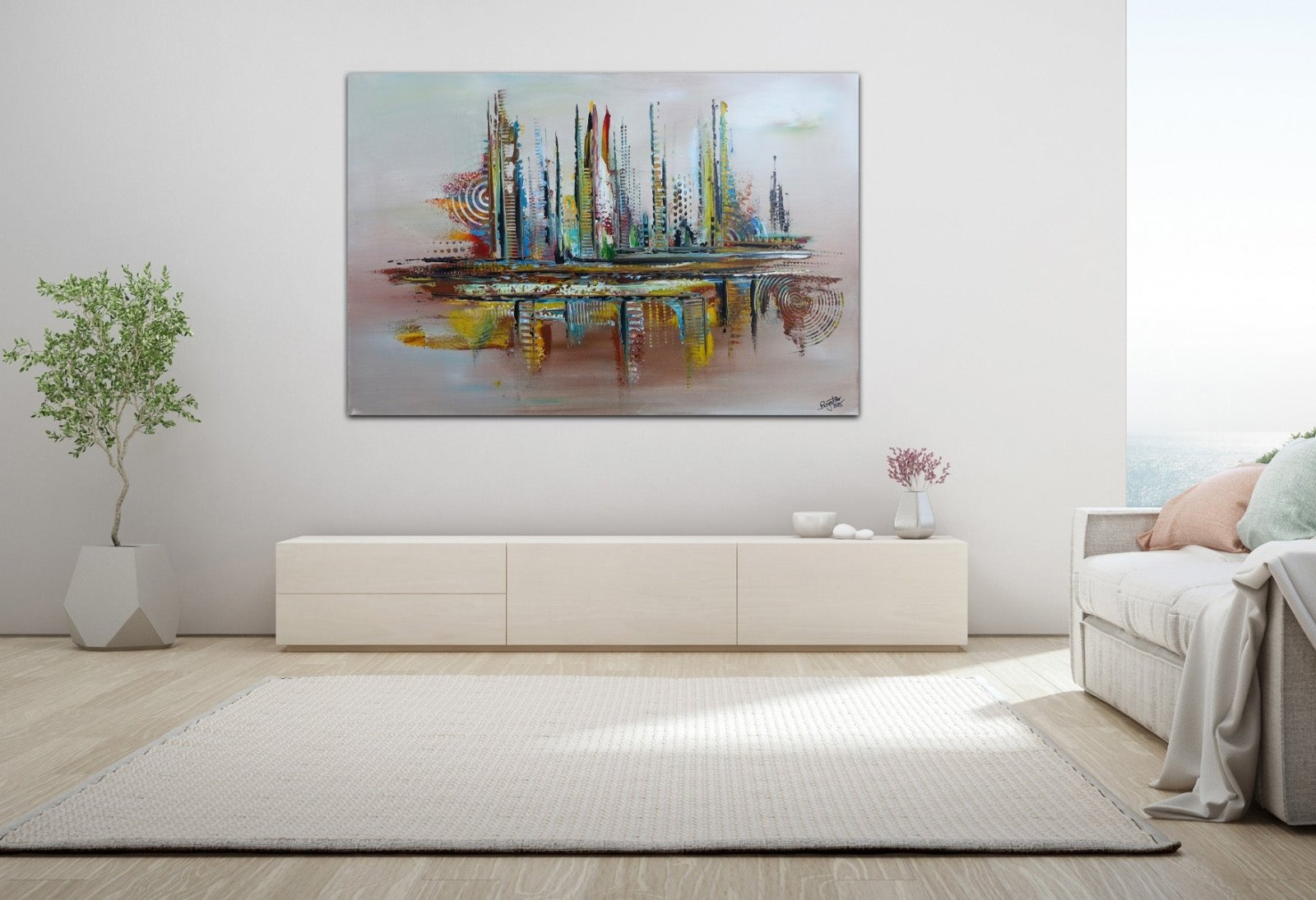 Buffalo - abstraktes Bild handgemalt braun - Leinwandbild