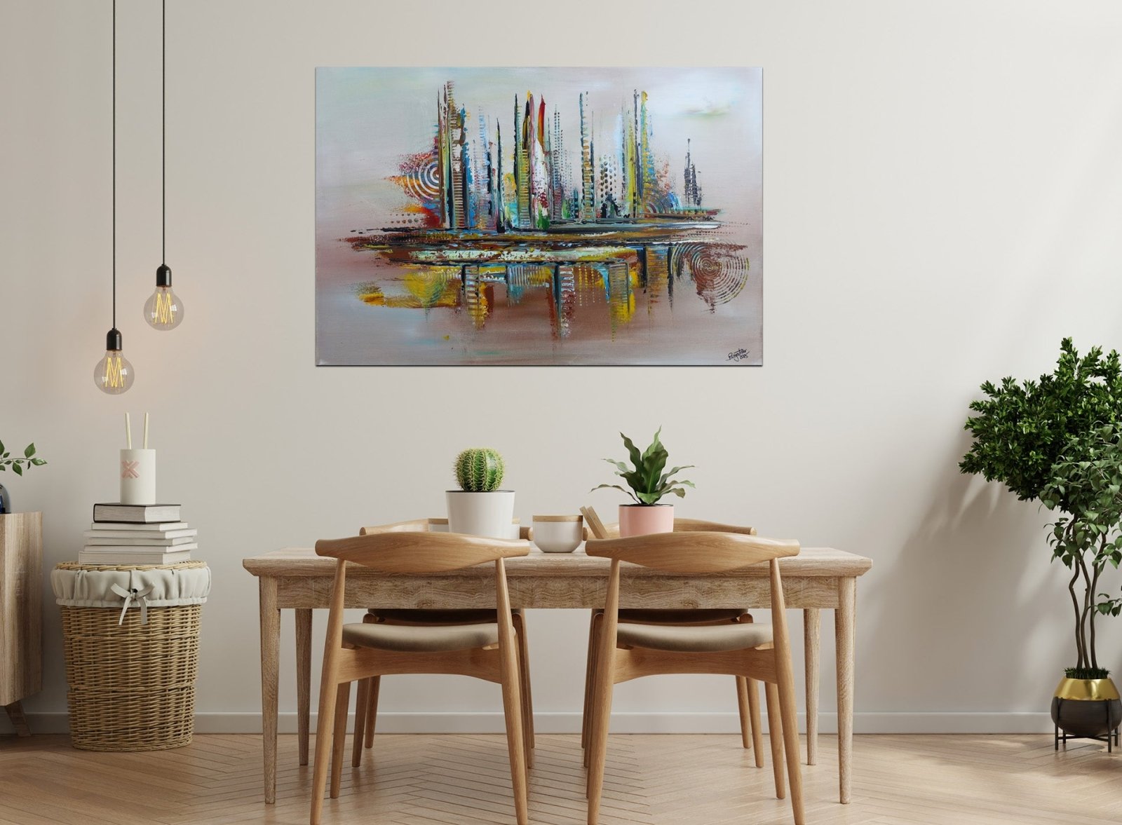 Abstraktes Bild handgemalt braun - Leinwandbild Gemälde 90x60