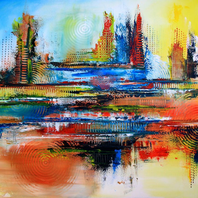 Bunte abstrakte Bilder auf Leinwand kaufen