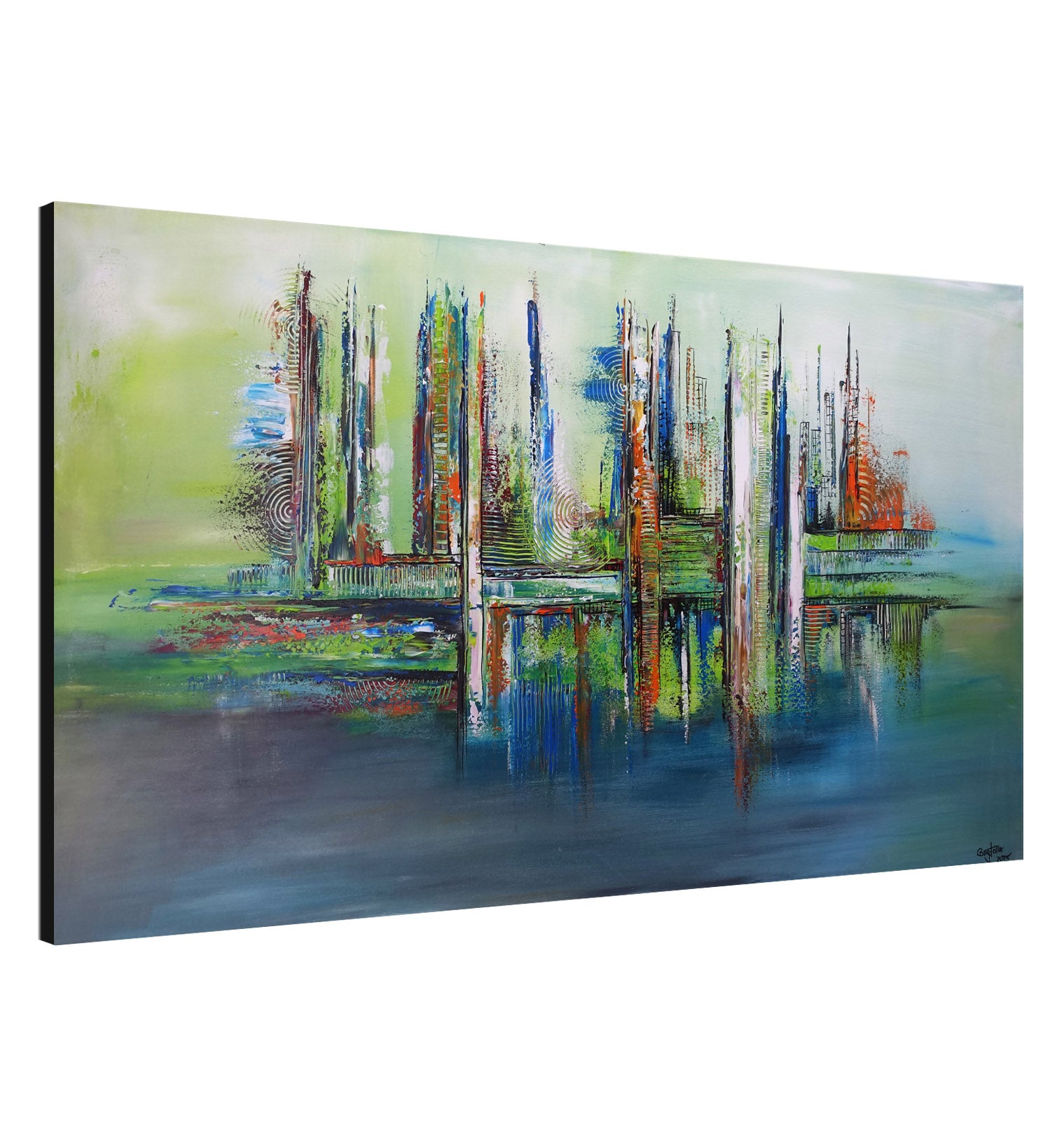 Chengdu grüne Skyline abstrakt Original Gemälde