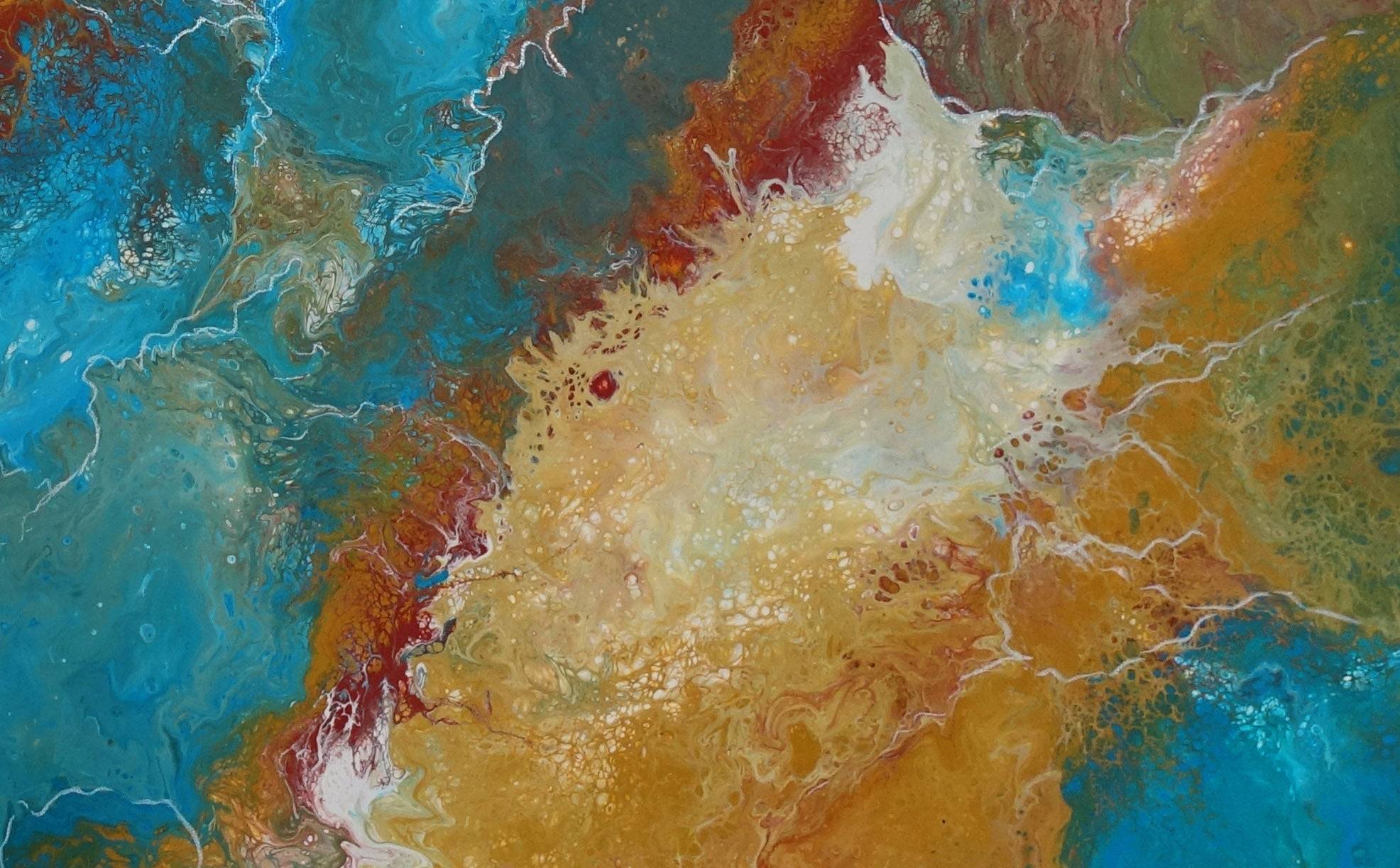 Abstraktes Wandbild blau braun in Acryl - Keilrahmenbild Detail1