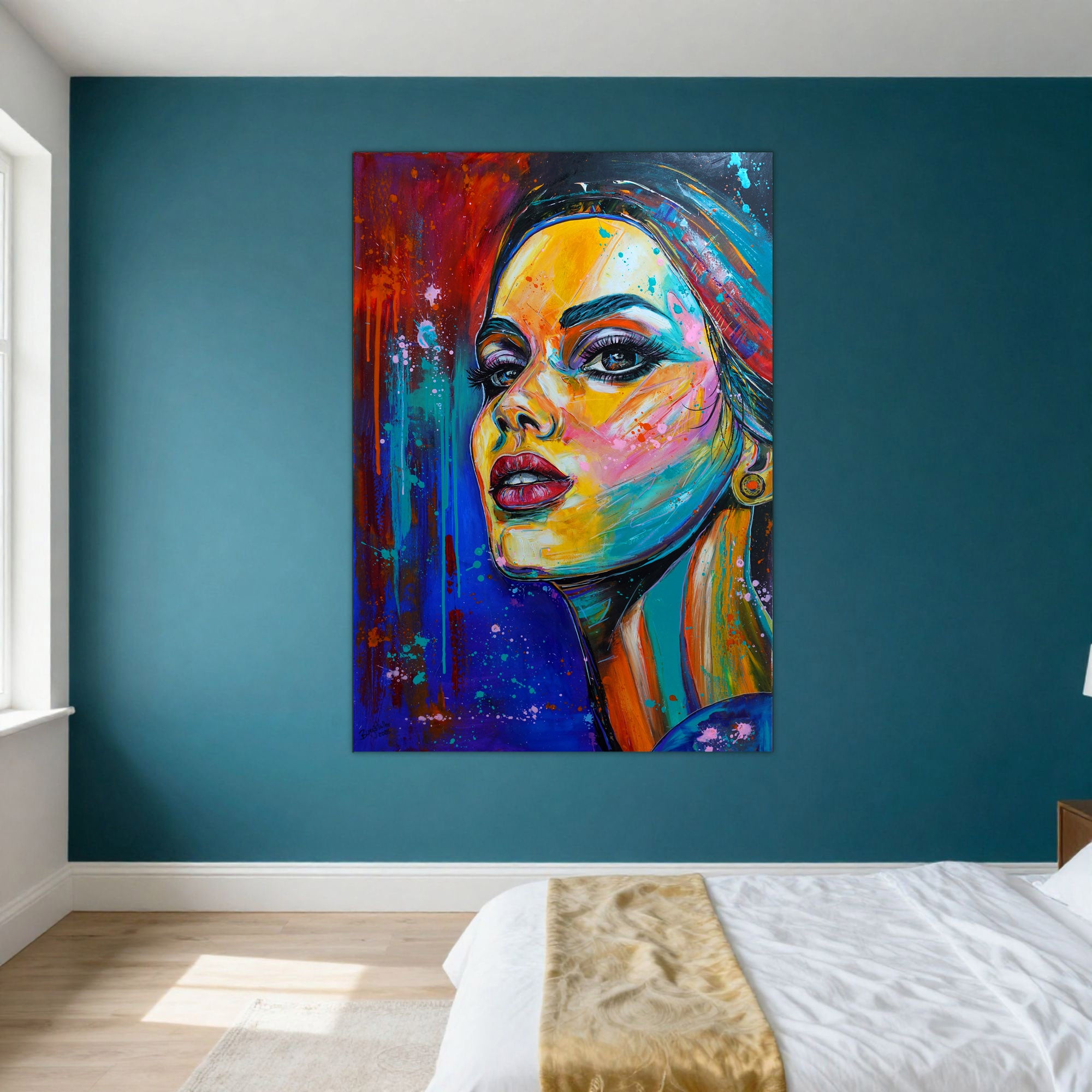 Modernes Frauenportrait als Pop Art Acrylbild Gemälde