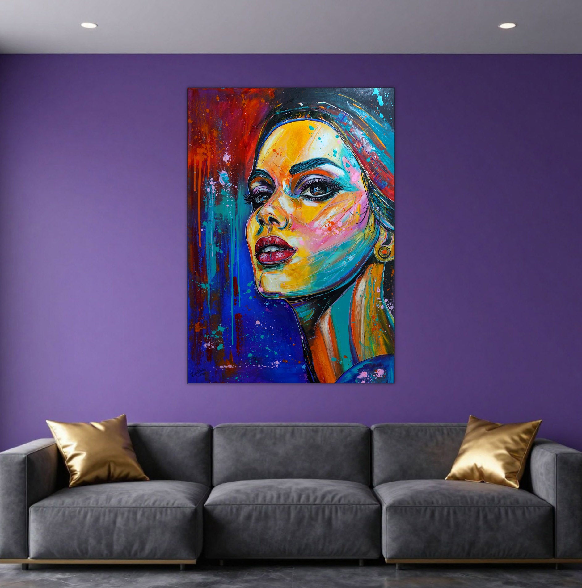 Modernes Frauenportrait Acrylbild Original Gemälde