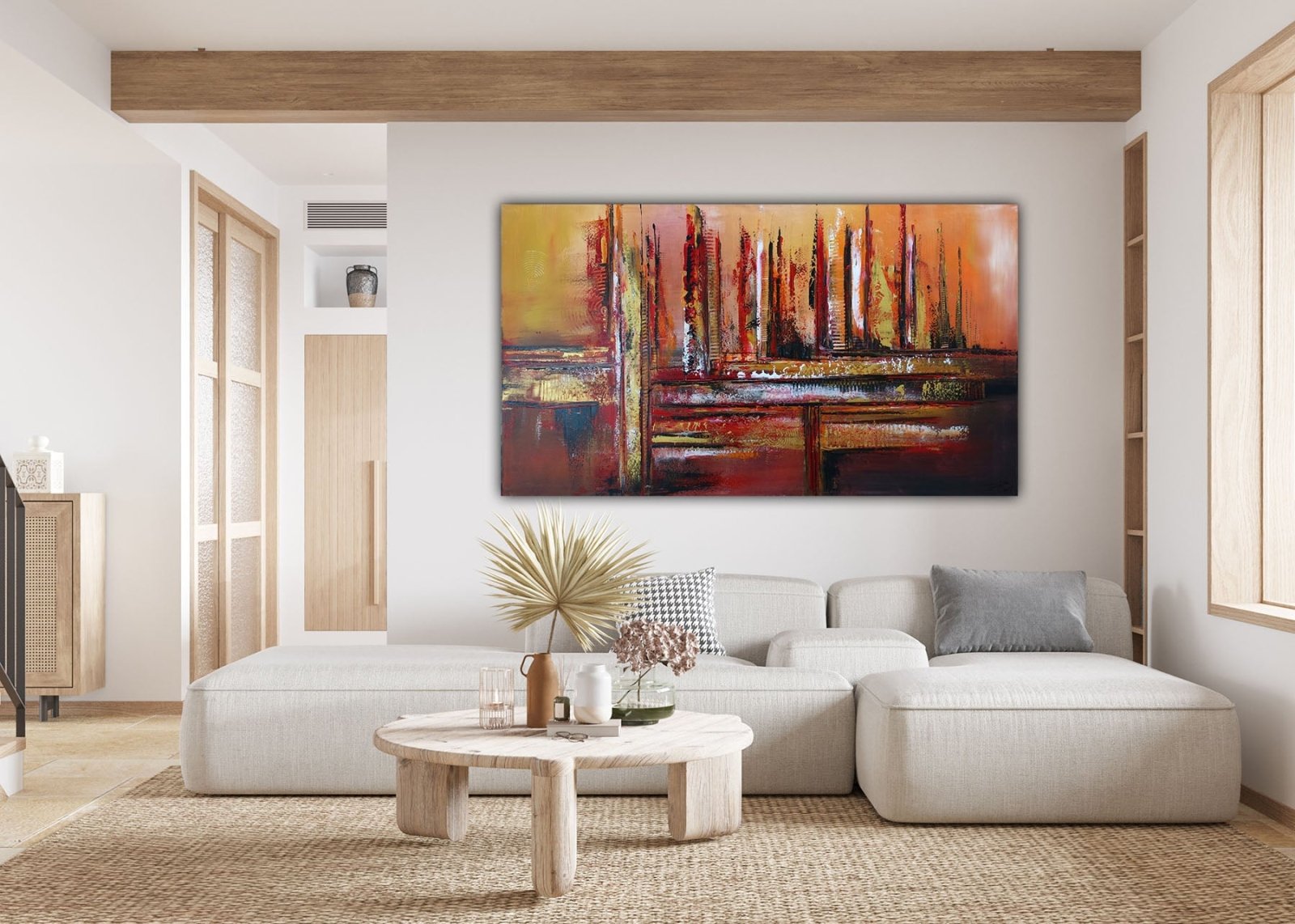 Entity - abstraktes Skyline Gemälde Acrylbild Wandbild rot braun