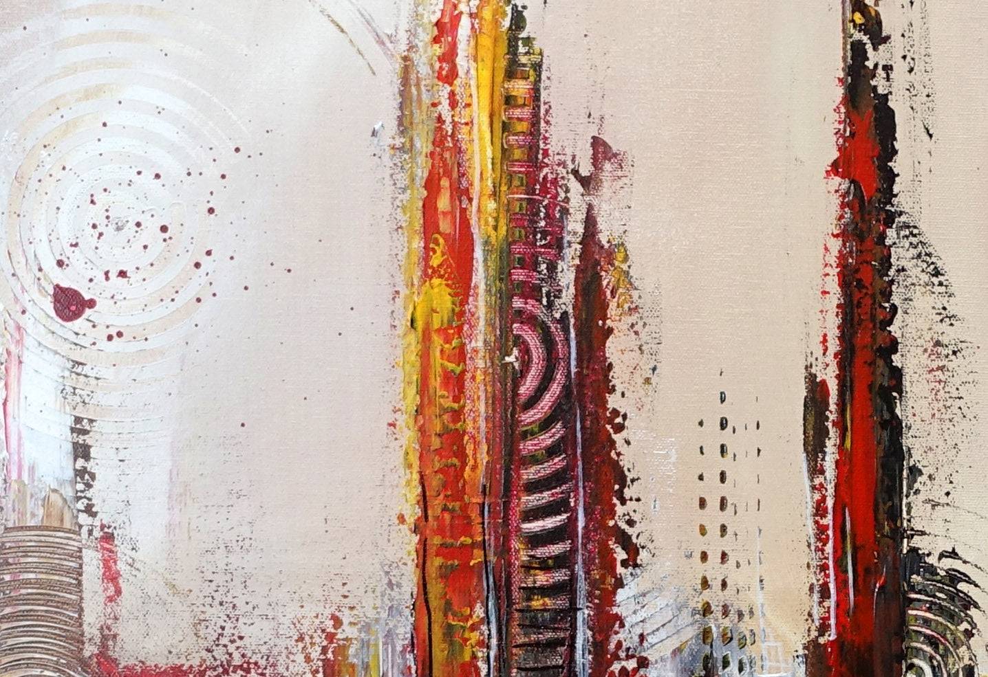 Essenz - abstrakte Skyline braun grau Acrylmalerei Leinwand 80x83