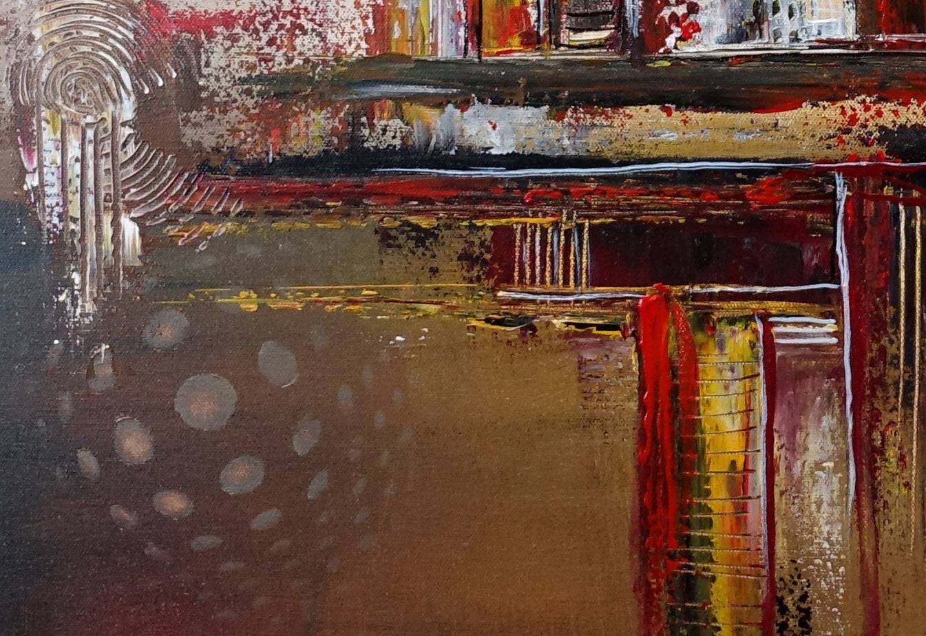 Essenz - abstrakte Skyline braun grau Acrylmalerei Leinwand 80x84