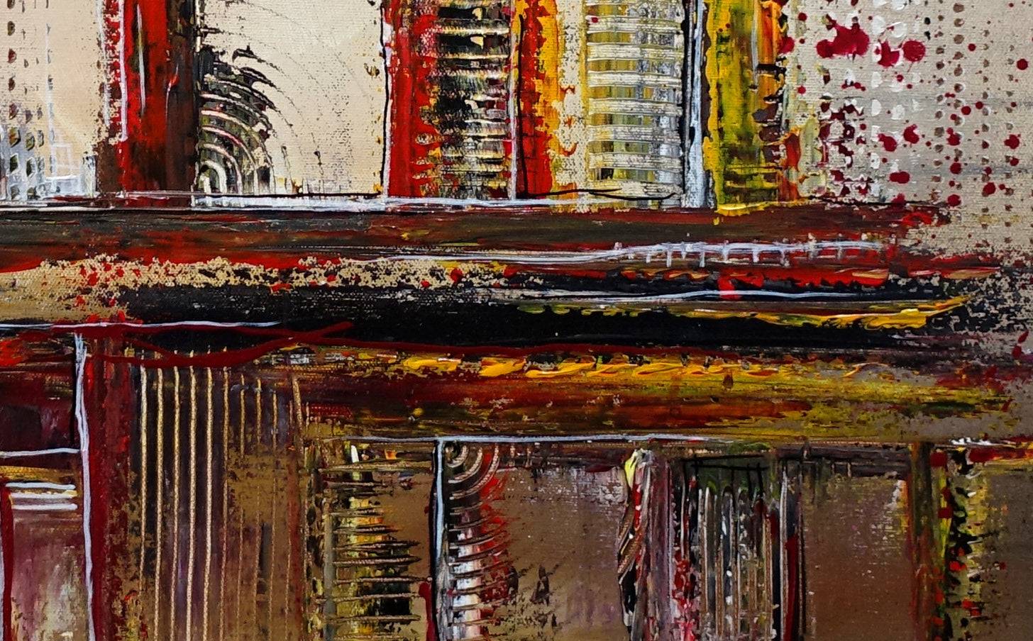 Essenz - abstrakte Skyline braun grau Acrylmalerei Leinwand 80x81