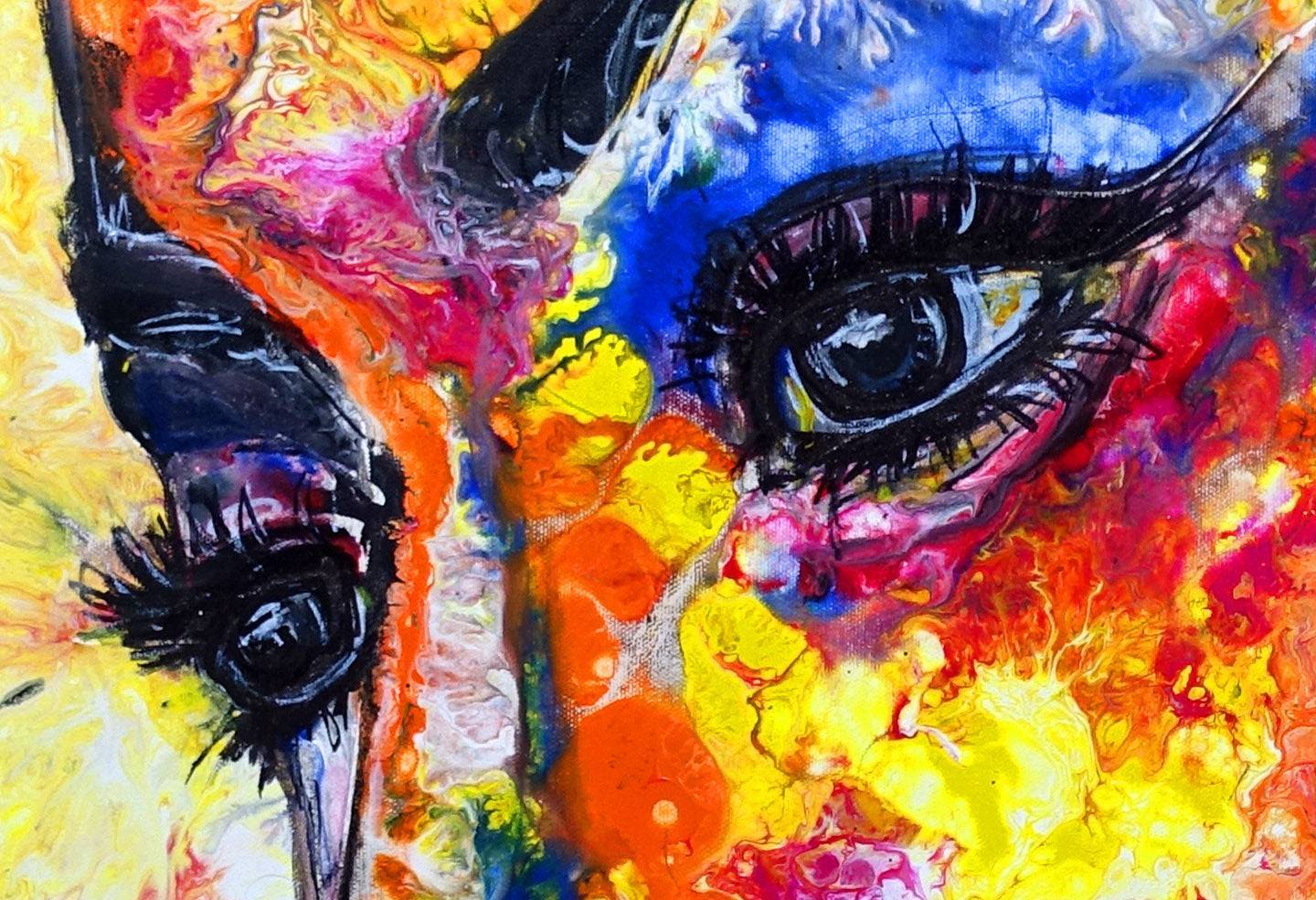 Malerei Gesicht Menschen Frau - Acrylbild Fluid Art Pouring Detail2