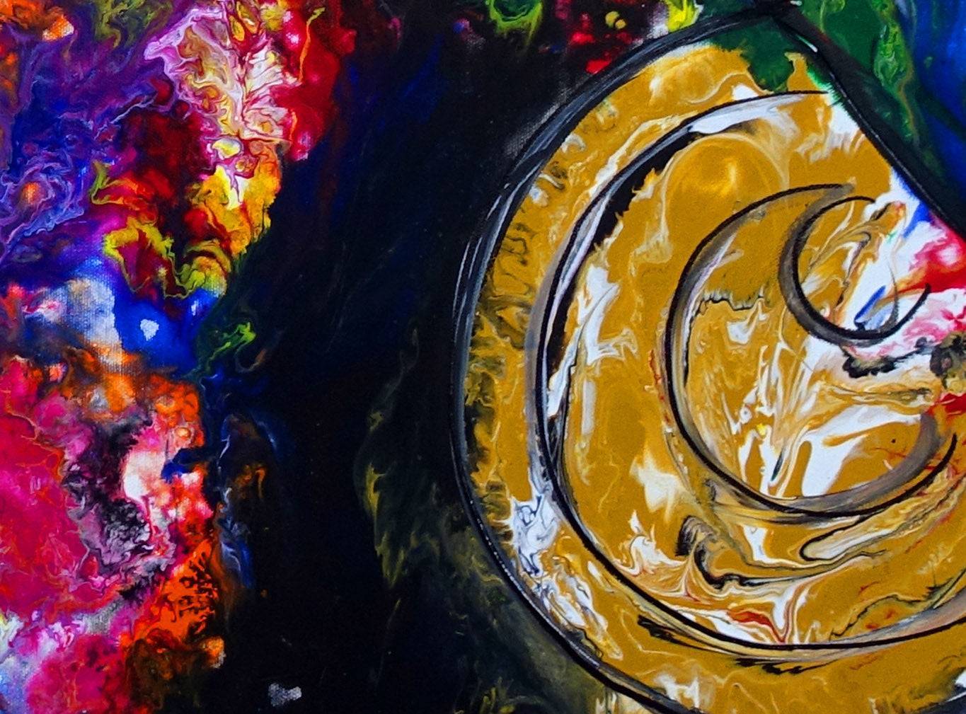 Malerei Gesicht Menschen Frau - Acrylbild Fluid Art Pouring Detail4