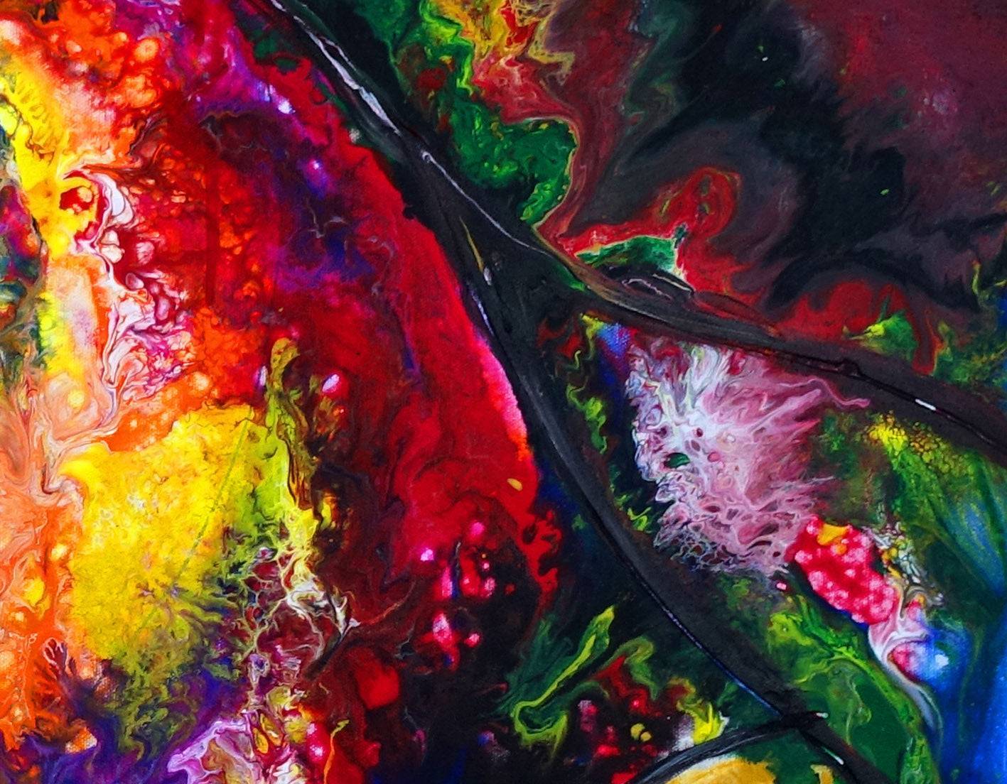 Malerei Gesicht Menschen Frau - Acrylbild Fluid Art Pouring Detail3