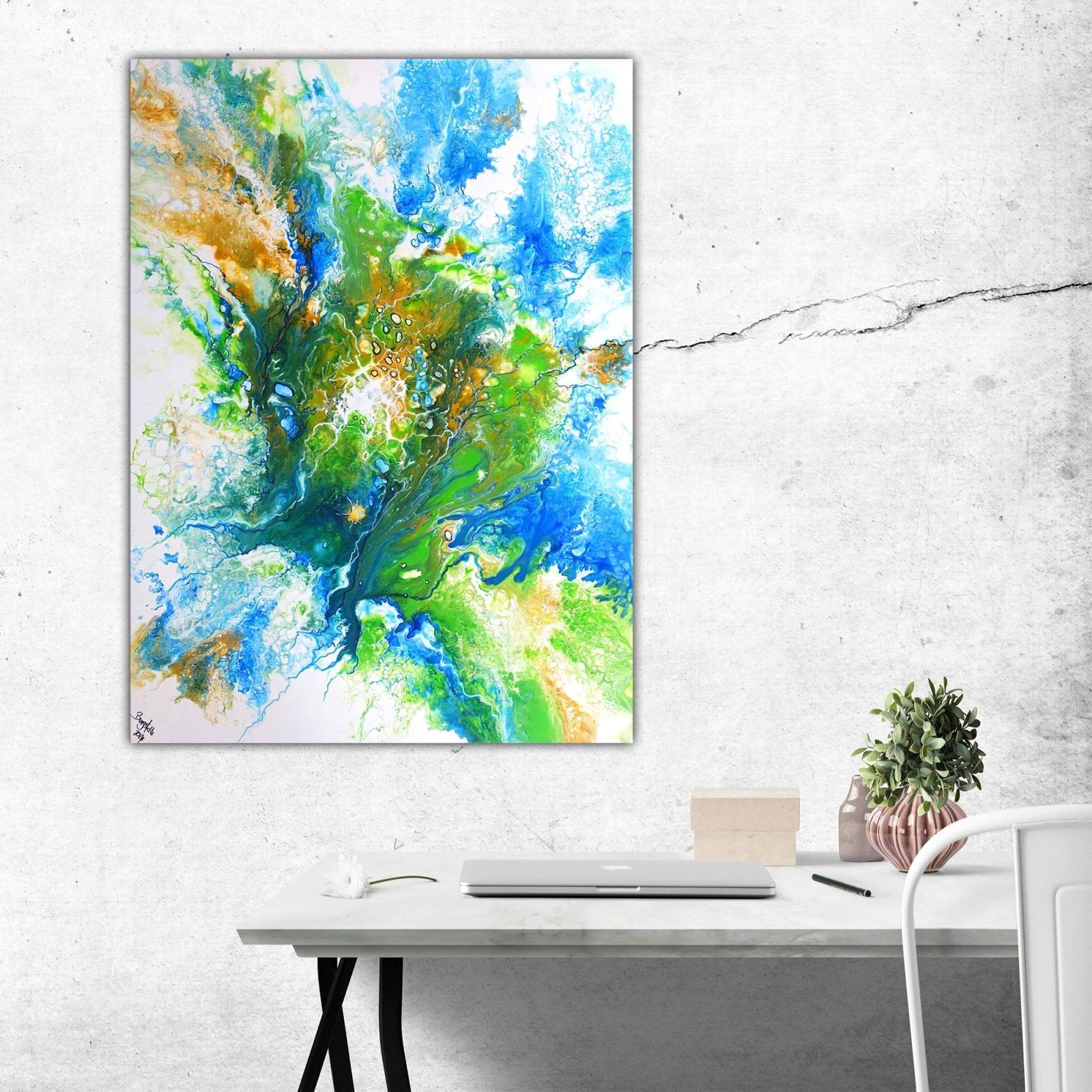 Fiji abstraktes Original Gemälde grün blau