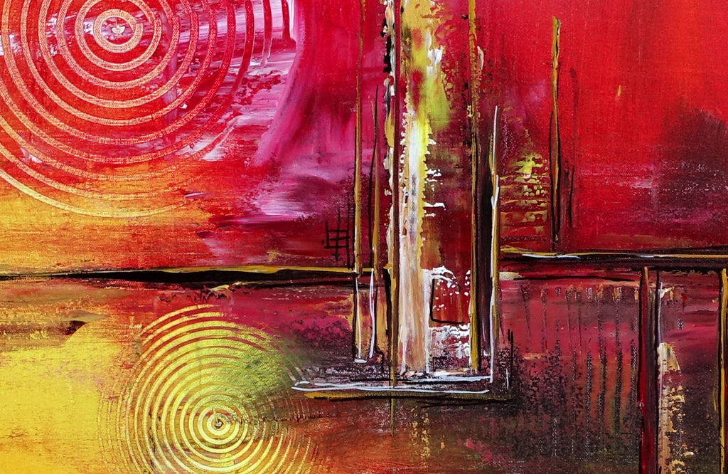 Flames - abstraktes Wandbild gelb rot, Acrylbild