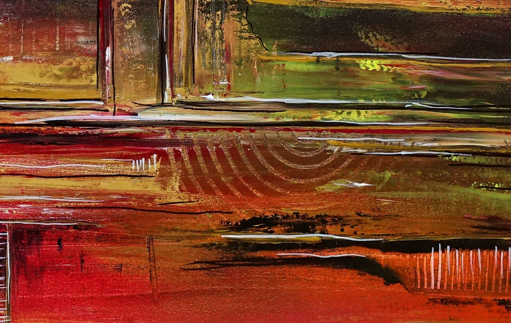 Flames - abstraktes Wandbild gelb rot, abstrakte Malerei 100x80cm