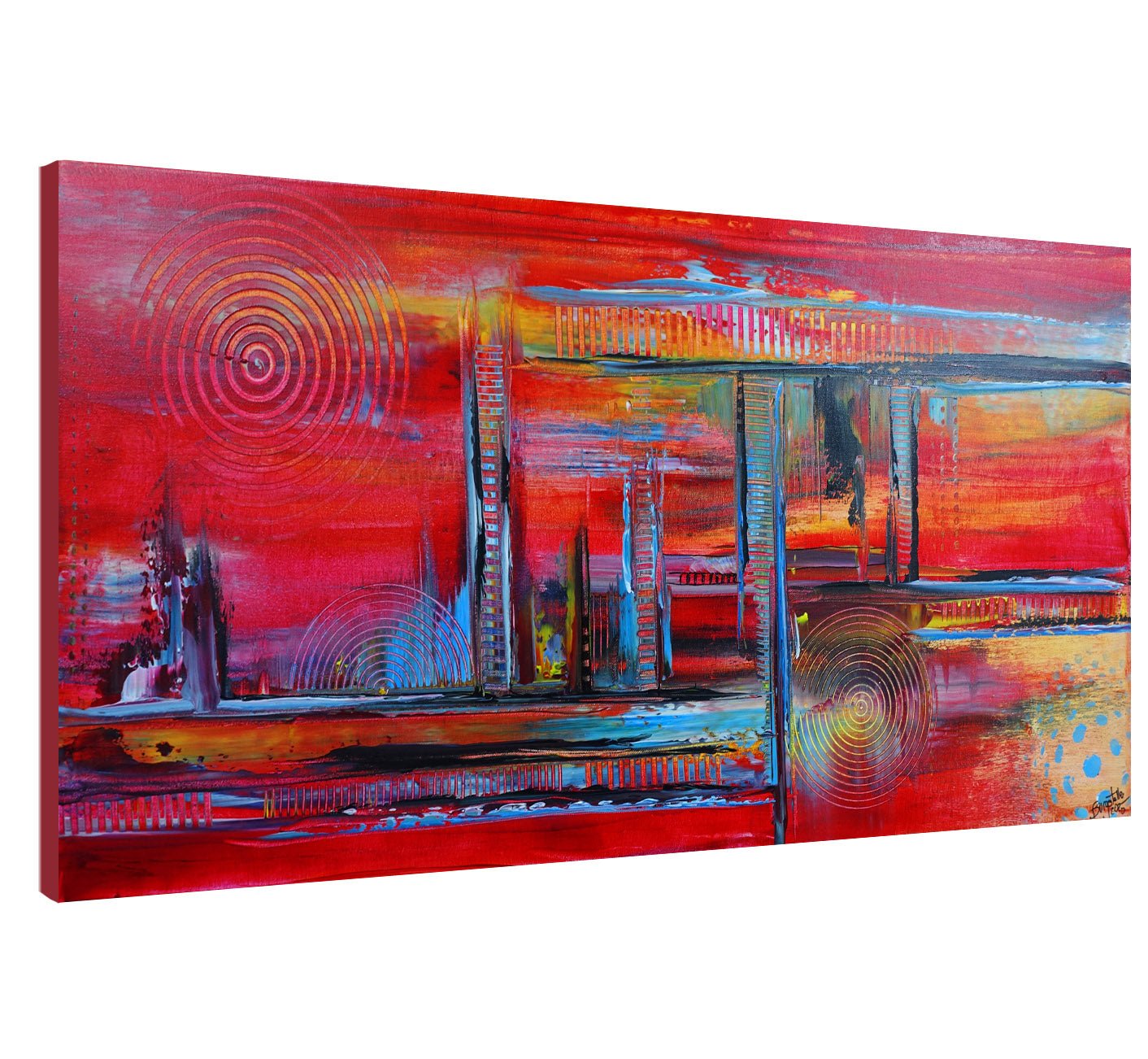 Glutfabrik - abstrakte Kunst rot, modernes Wandbild Original Gemälde