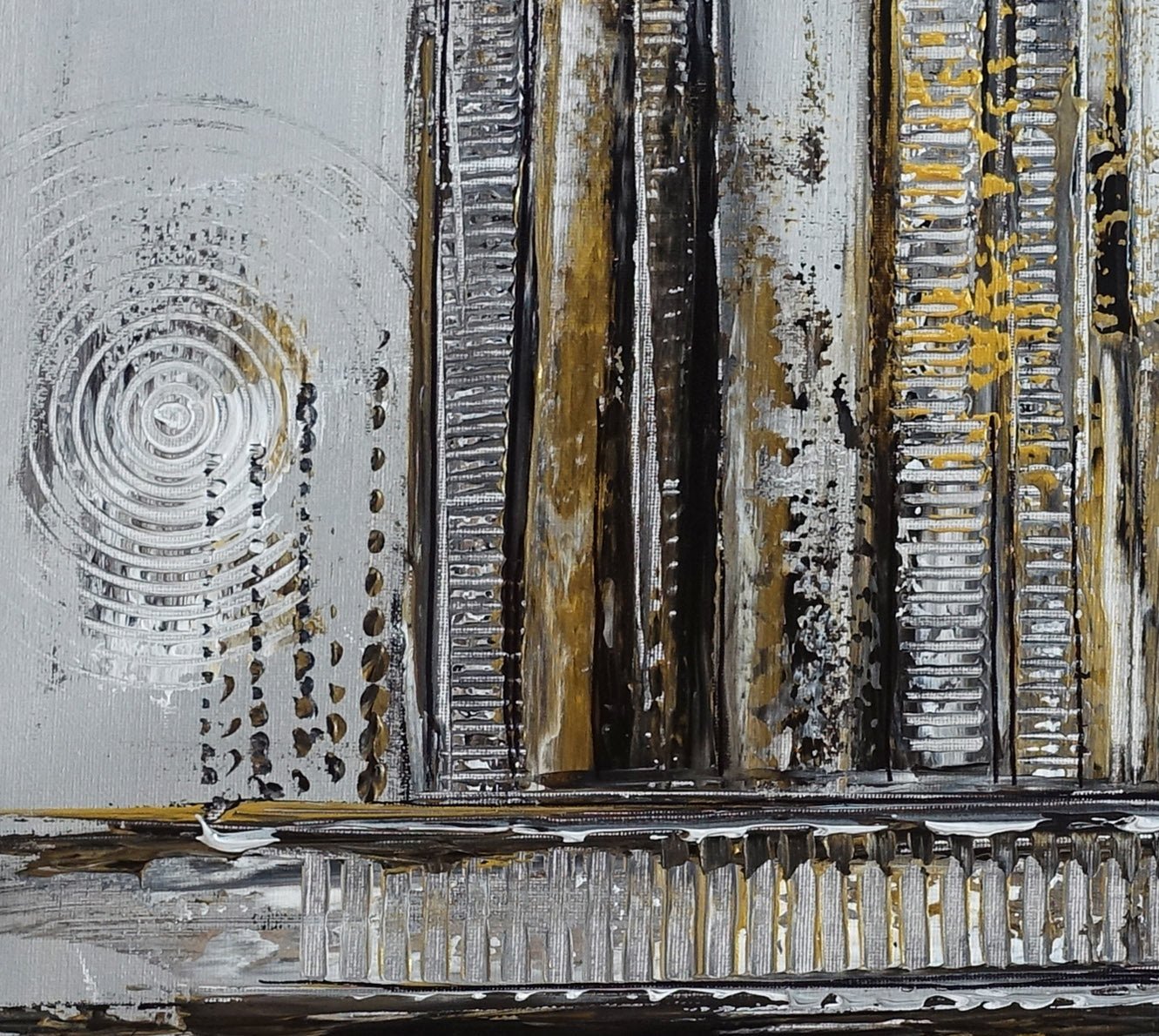 Goldader: Abstrakte Kunst silber gold - Acrylbild auf Leinwand handgemalt