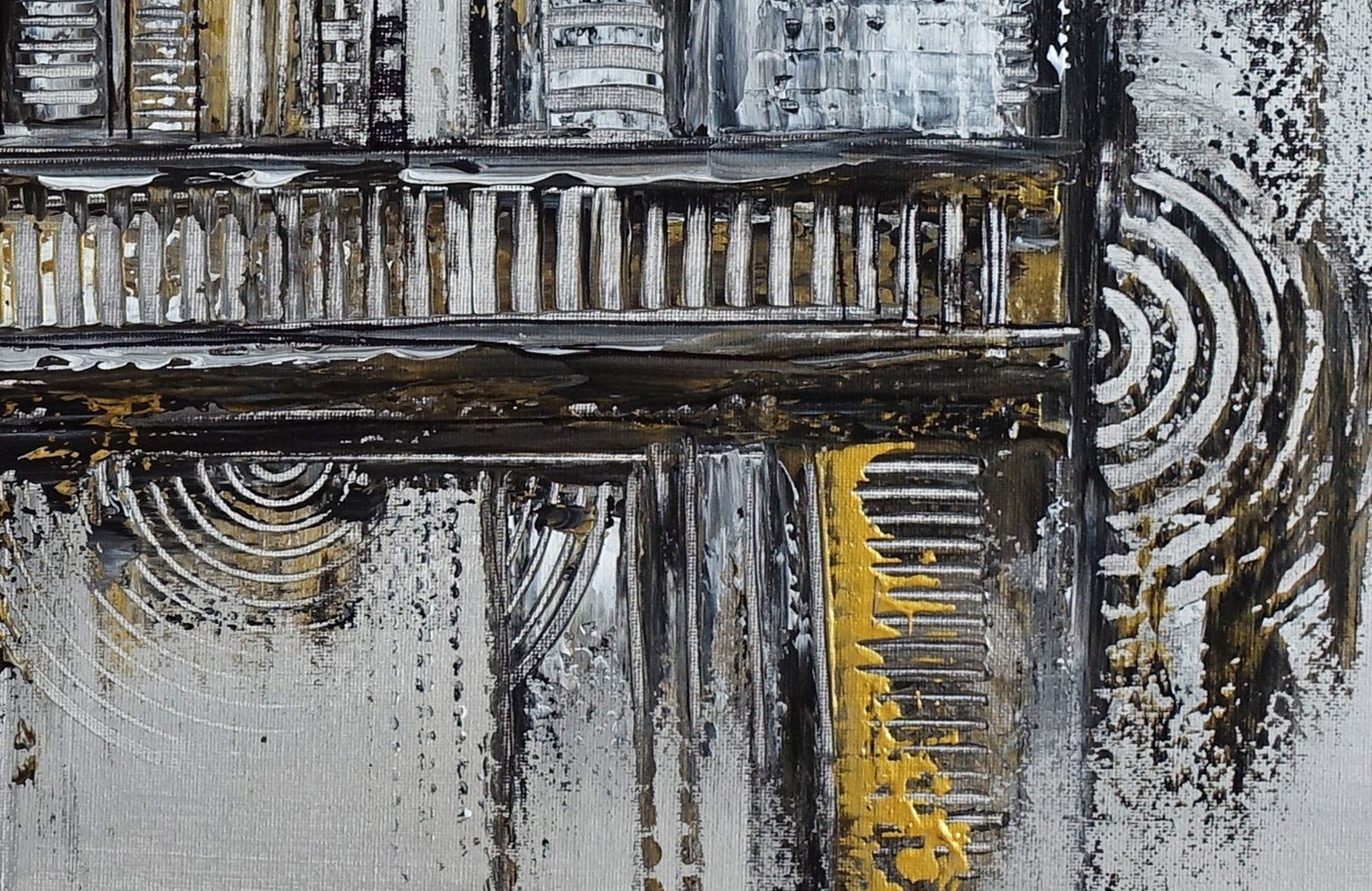 Goldader: Abstrakte Kunst silber gold - Acrylbild d2