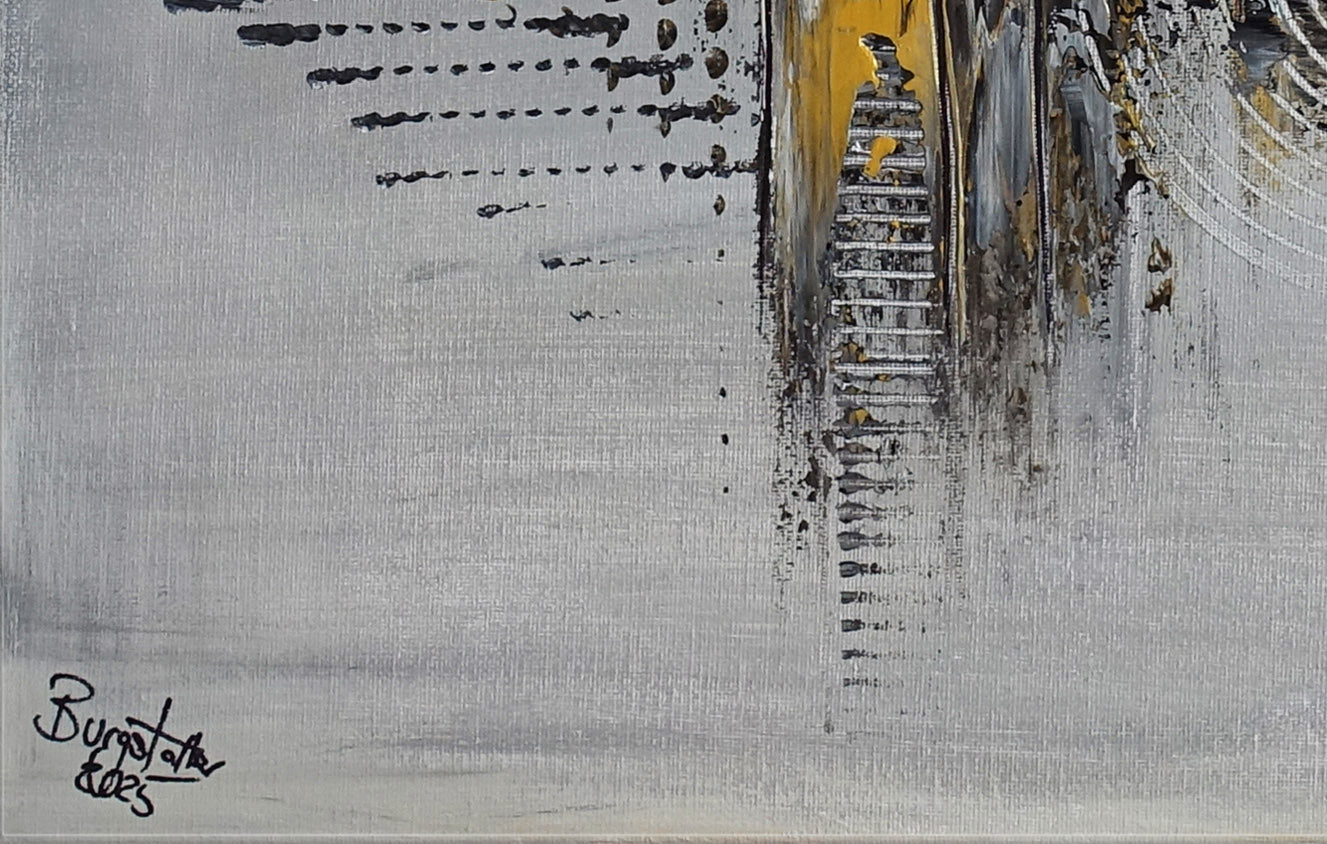 Goldader: Abstrakte Kunst silber gold - Acrylbild d4