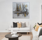 Goldader: Abstrakte Kunst silber gold - Acrylbild auf Leinwand handgemalt w1