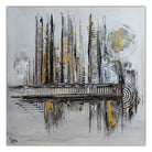 Goldader: Abstrakte Kunst silber gold - Acrylbild auf Leinwand handgemalt 60x60