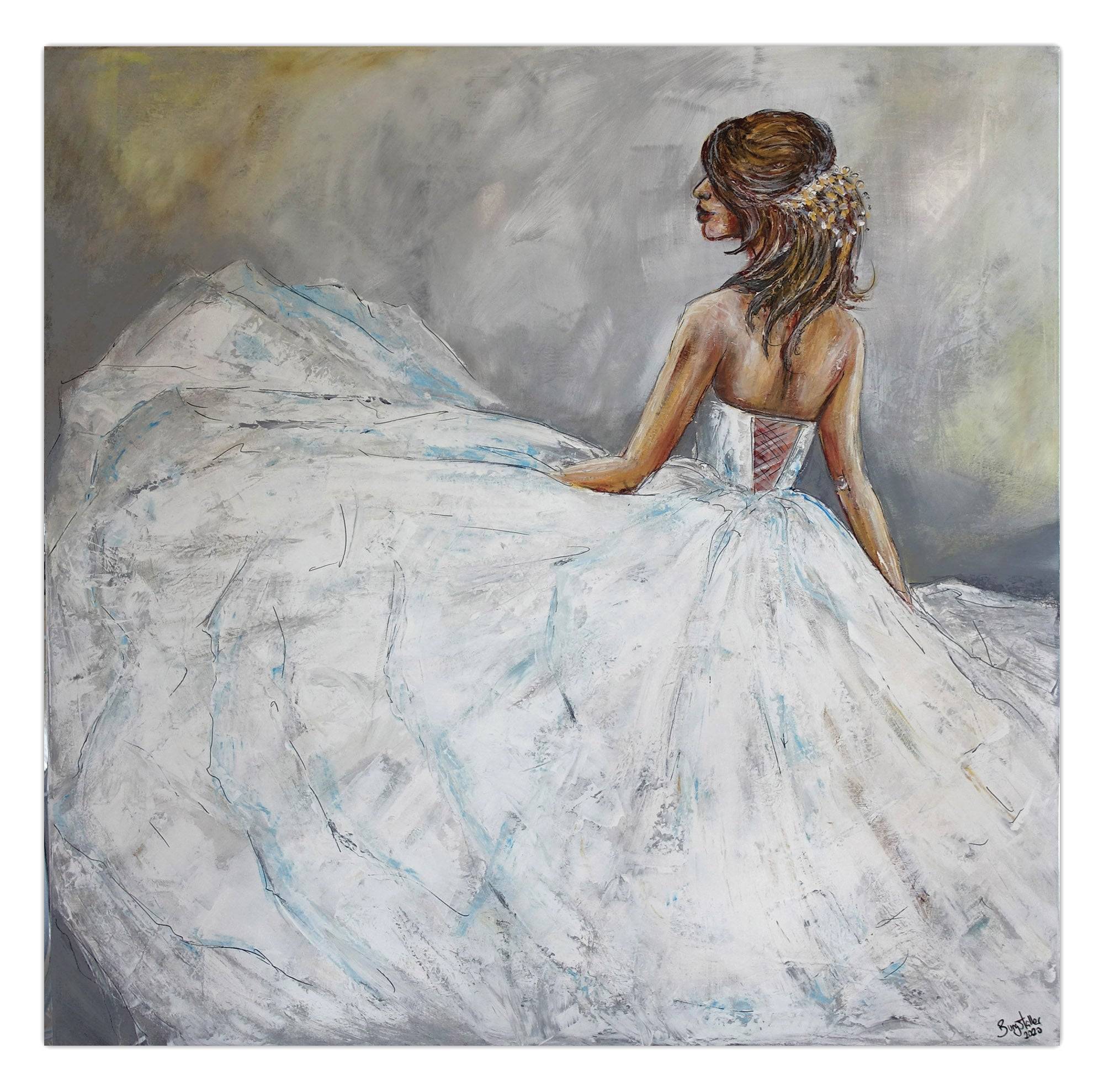 Braut Ballerina Wandbild Leinwandbild Unikat 100x100