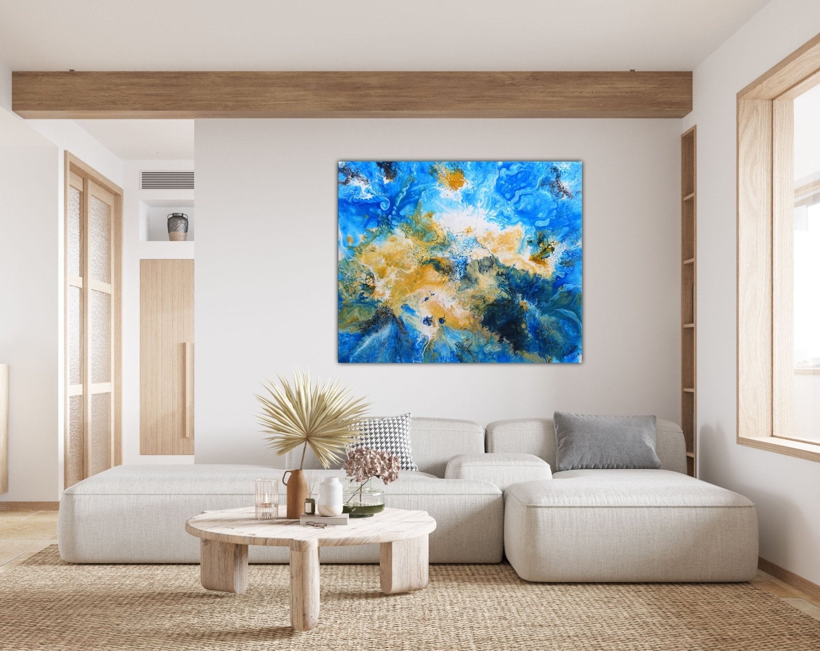 Abstrakte Kunst kaufen blau ocker