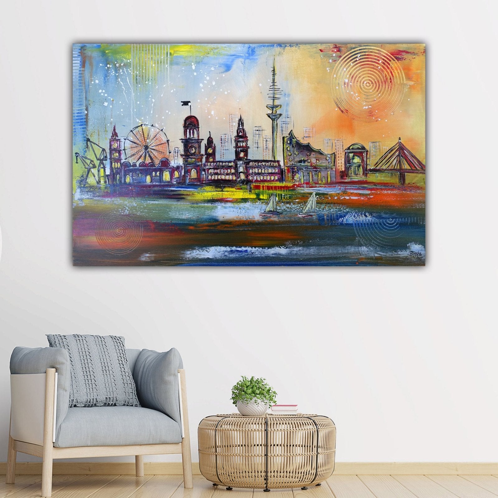 Hamburg Kunst Malerei Bild Gemälde Acrylbild mit Elbphilharmonie