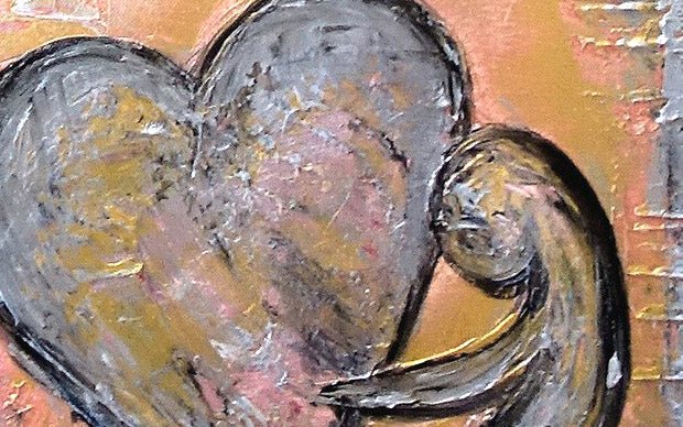 Herzbild mit Figur silber braun