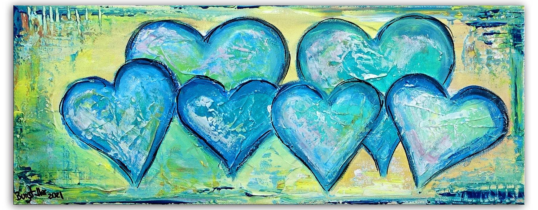 Familienbild Acryl, Herzgemälde Geschenk