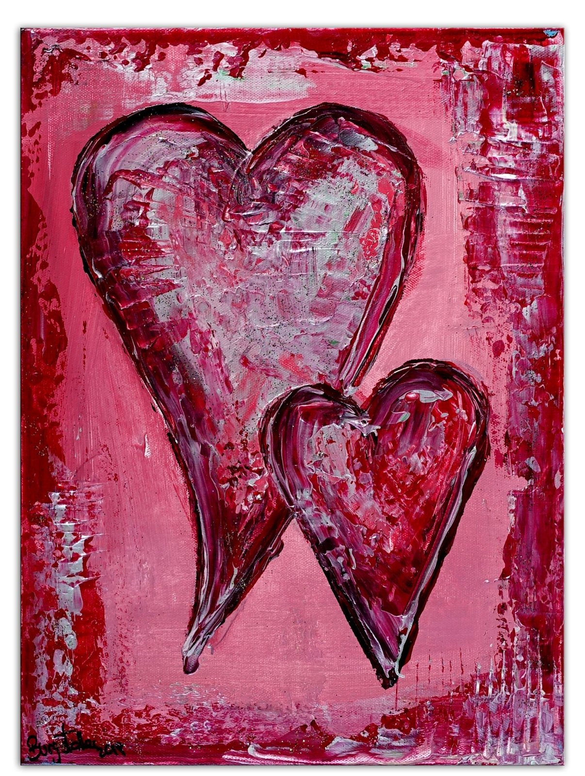 Zwei Herzen - Herzbild Geschenk Liebe Partner 30x40cm