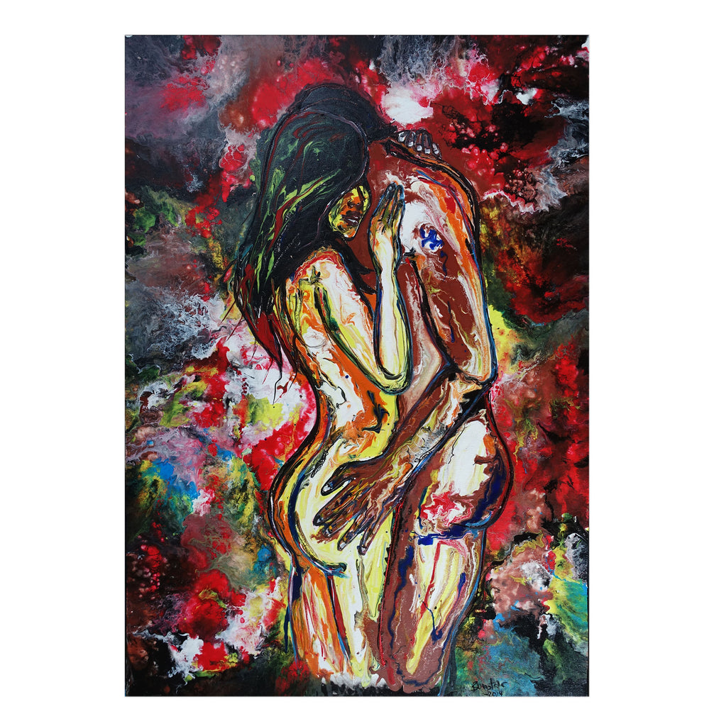 Hingabe - abstraktes Erotik Bild Leinwand handgemalt Acryl 70x100